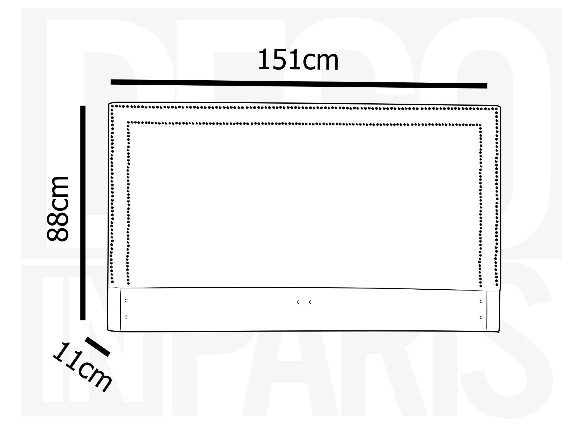 LYVE Kopfteil aus grauem Leinenstoff mit Nieten 140 cm
