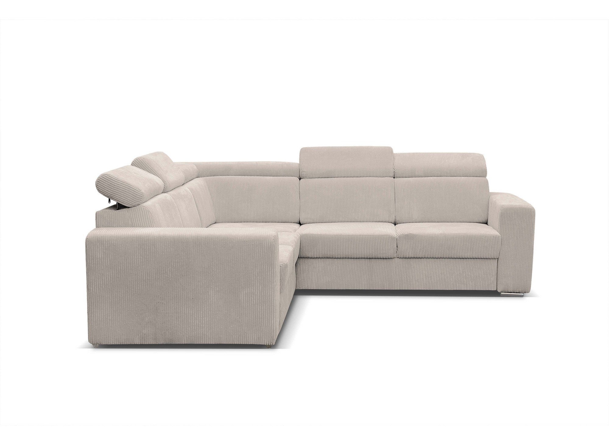 MERYL XL Ecksofa aus beigefarbenem Cord, umwandelbar und wendbar