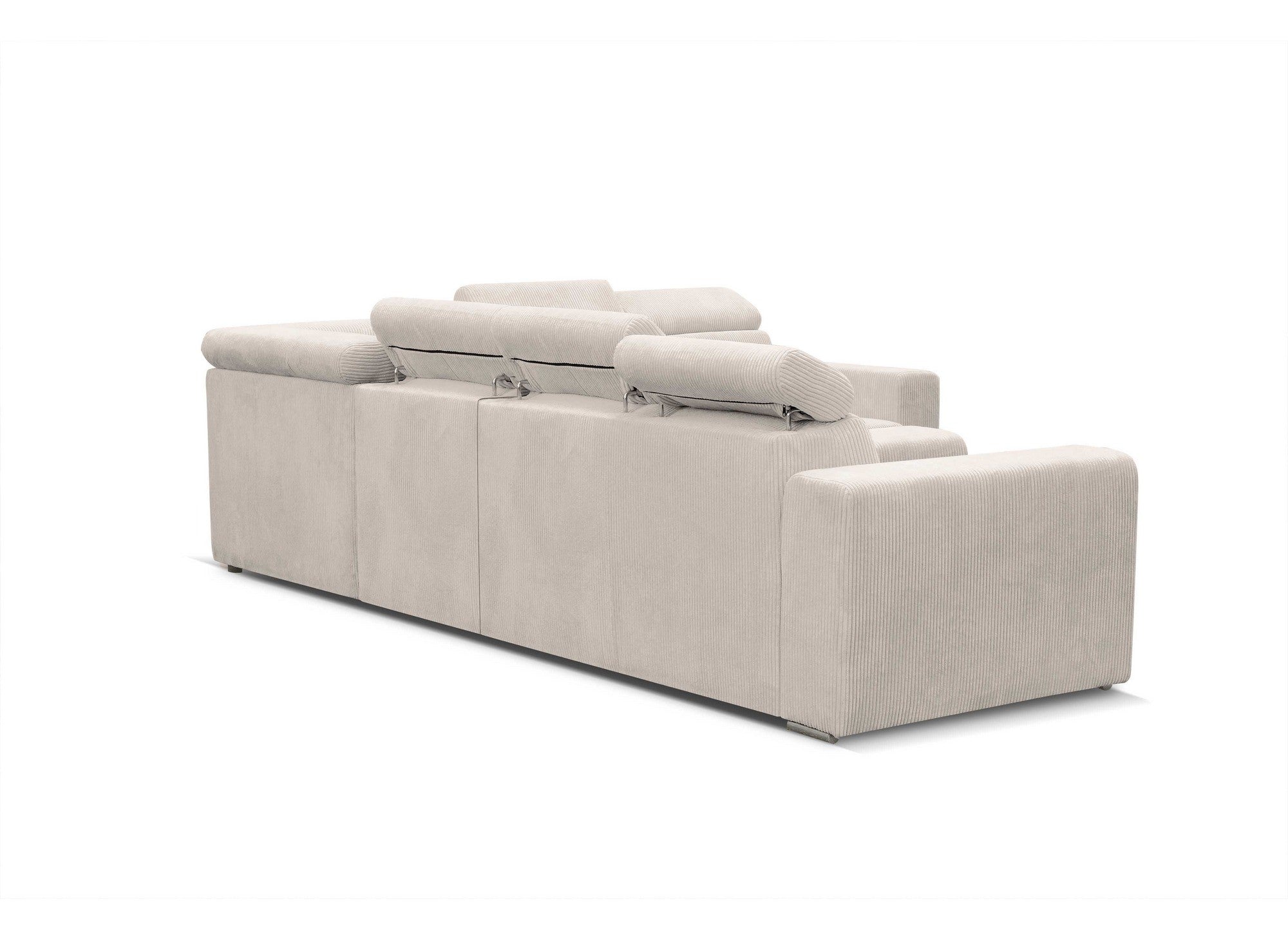 MERYL XL Ecksofa aus beigefarbenem Cord, umwandelbar und wendbar