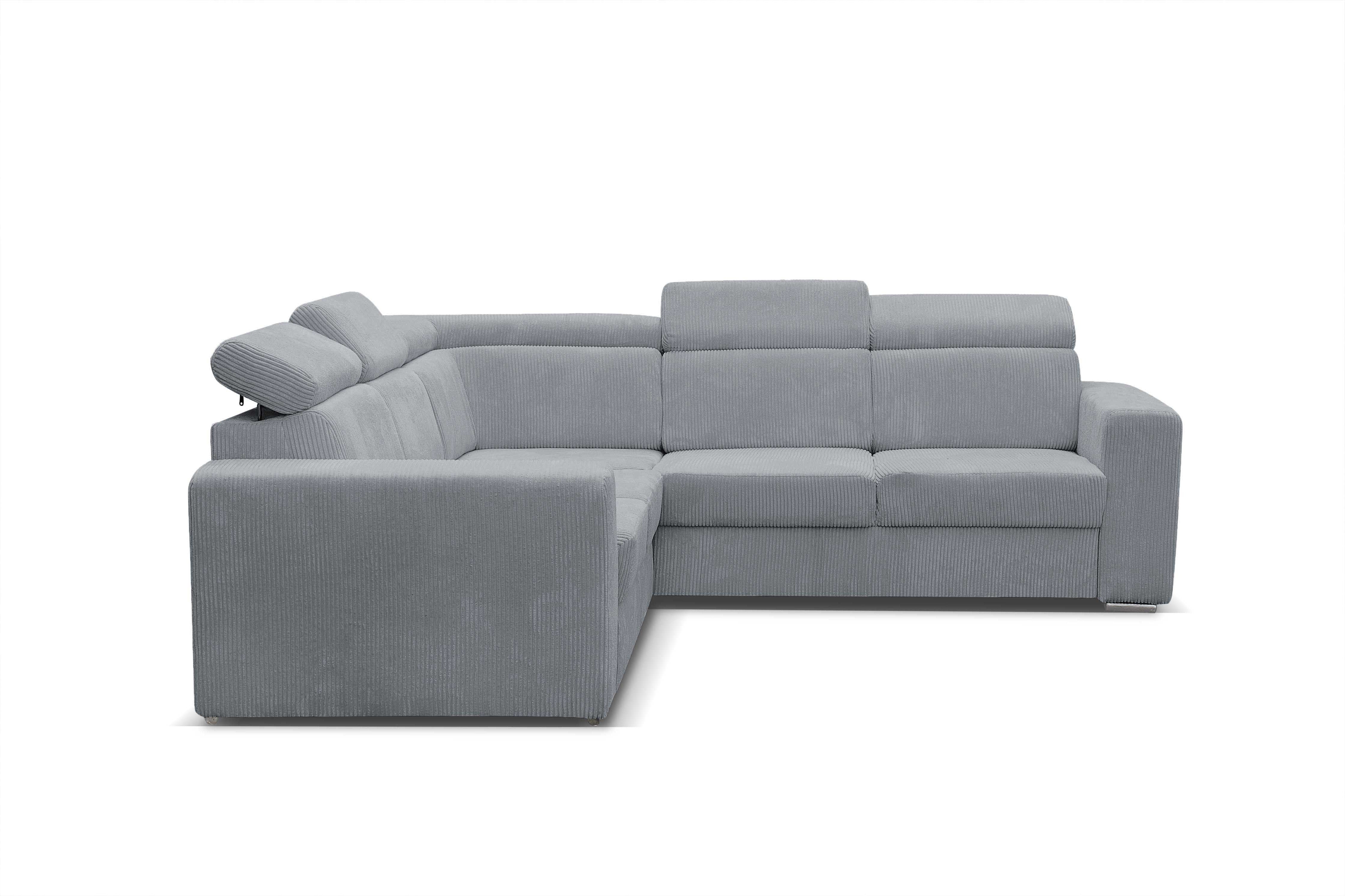 MERYL XL Ecksofa aus hellgrauem Cord, umwandelbar und wendbar