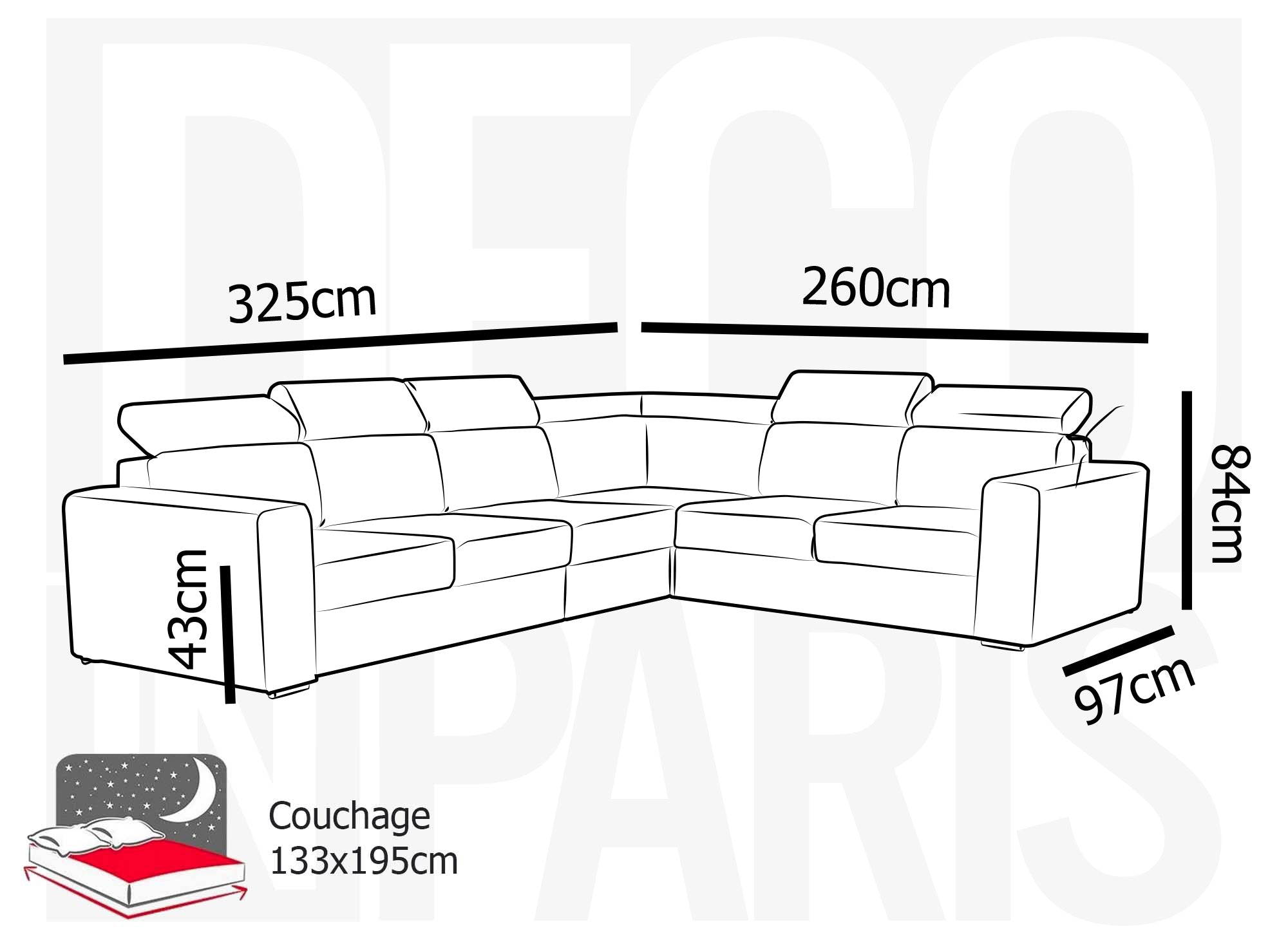 MERYL XL Ecksofa aus hellgrauem Cord, umwandelbar und wendbar