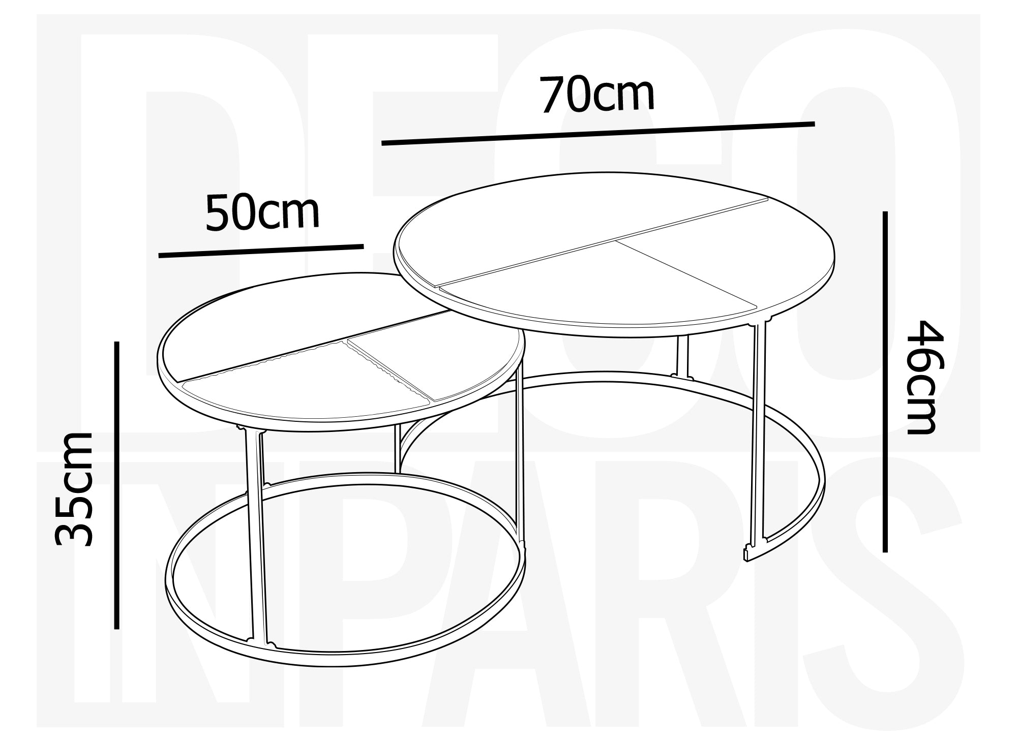 2er-Set JOTA runder Couchtische in Rattanoptik