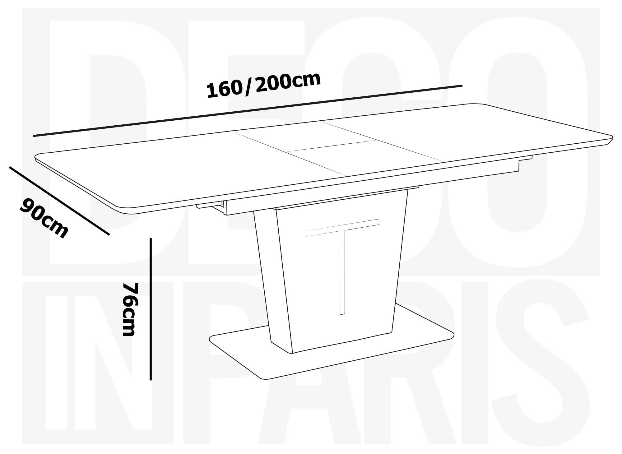 SULIA Designer-Esstisch, rechteckig, ausziehbar, schwarz