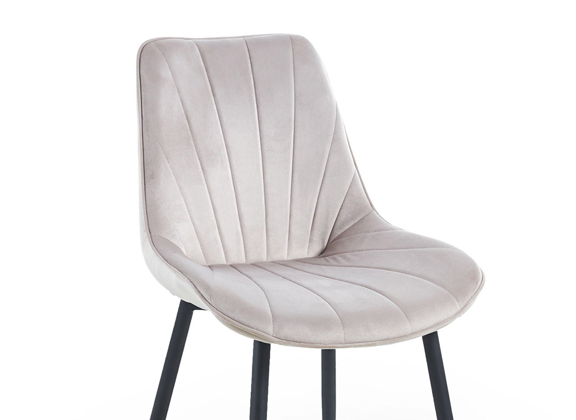 4er-Set beiger Designer-Samtstuhl ELOVA