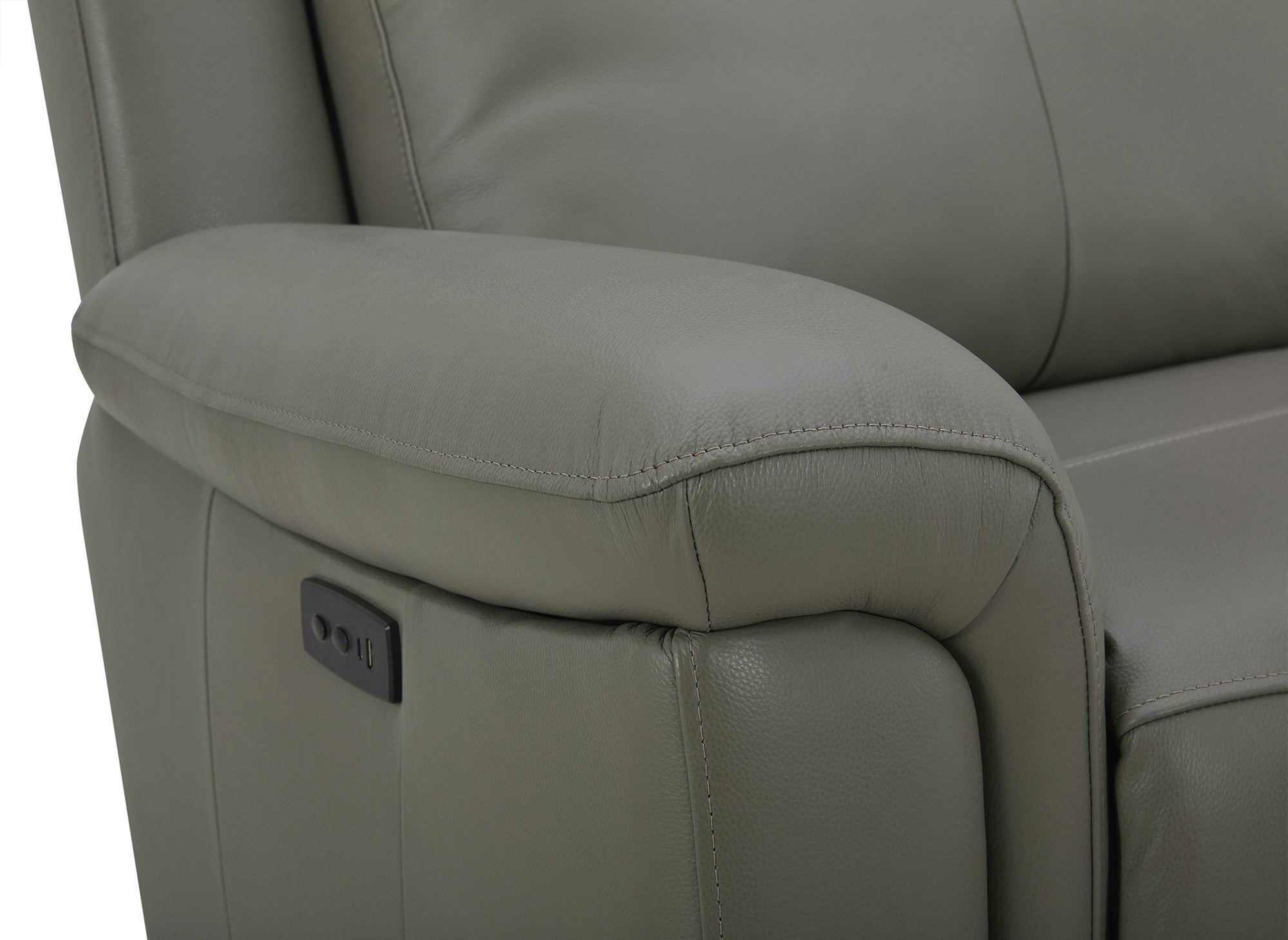 Elektrisches 3-Sitzer-Relaxsofa ERNEST aus grauem Leder