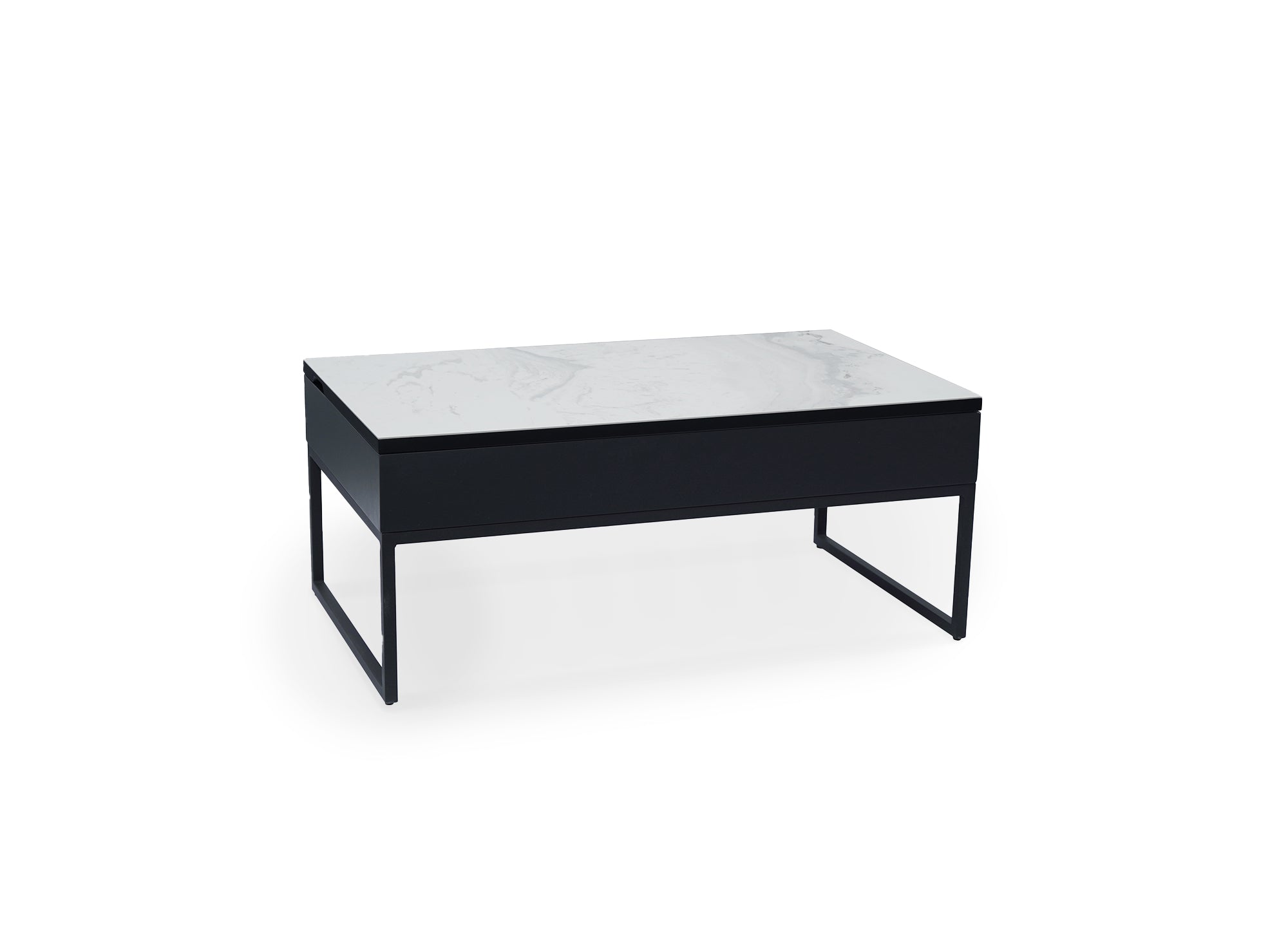 MARIE Designer-Couchtisch mit weißer Keramik-Klappplatte
