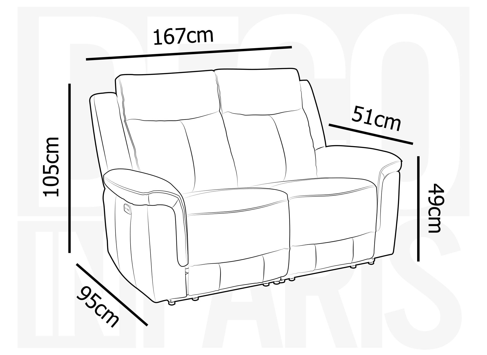 Elektrisches 2-Sitzer-Relaxsofa ERNEST aus grauem Leder