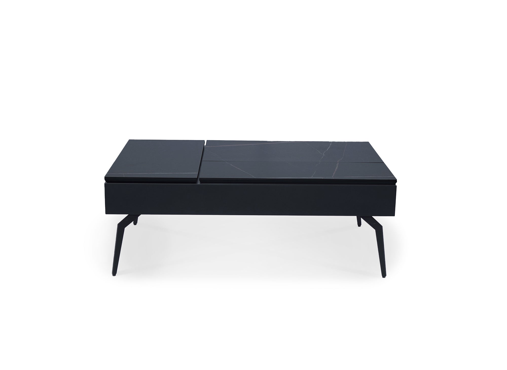 Designer-Couchtisch SILVANA mit schwarzer Keramik-Klappplatte