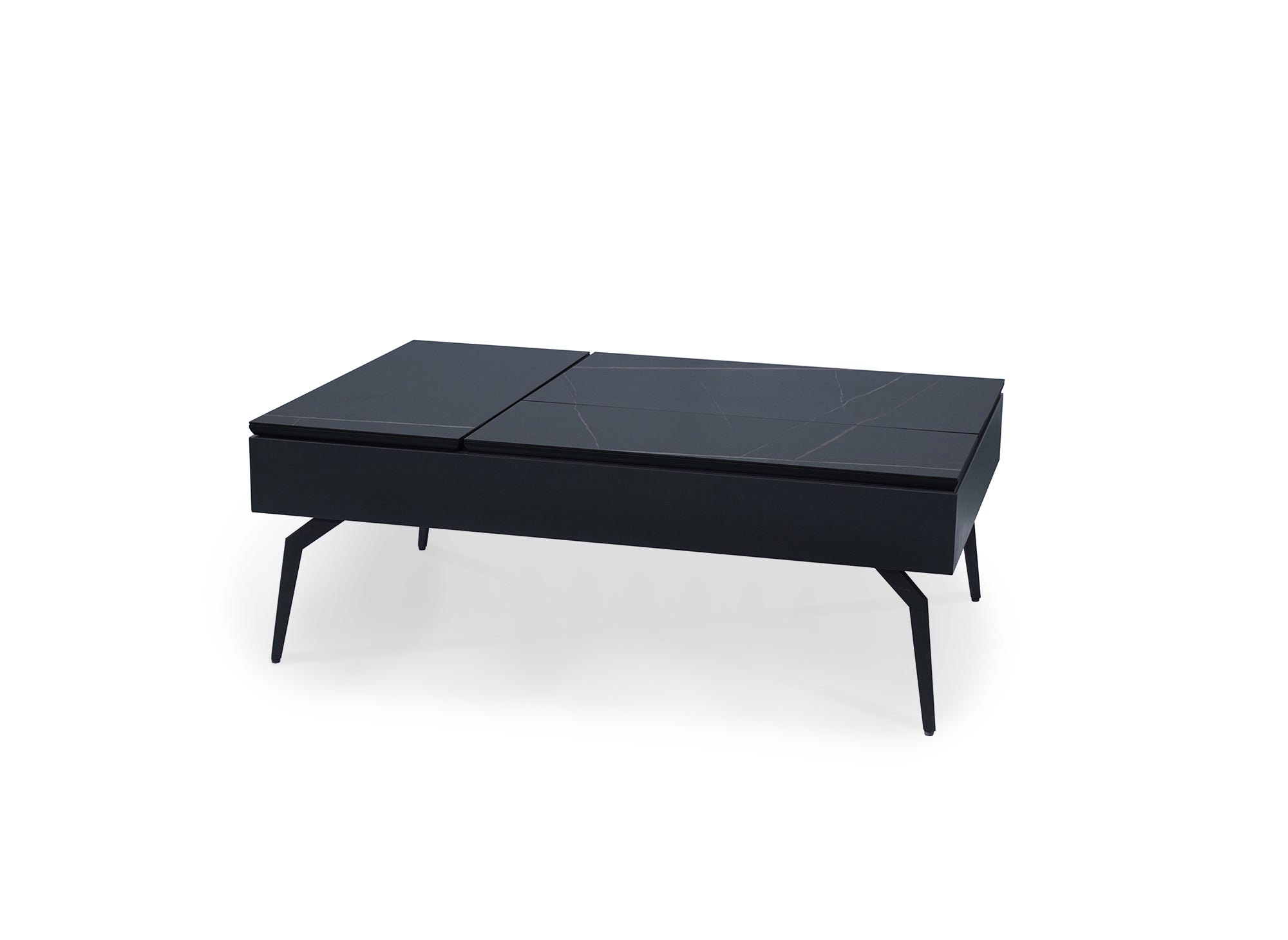 Designer-Couchtisch SILVANA mit schwarzer Keramik-Klappplatte