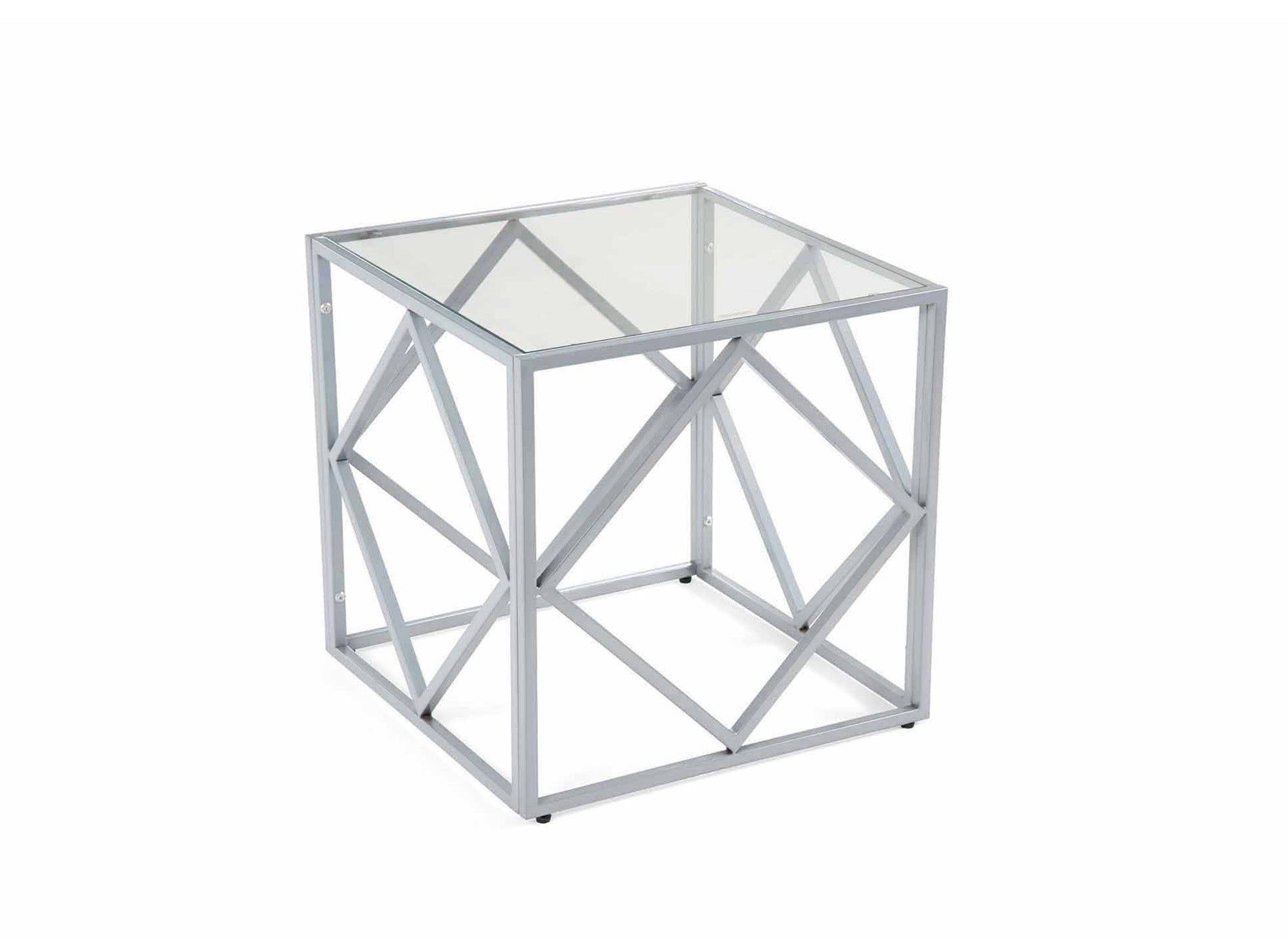 Quadratischer Designer-Couchtisch ELIO aus Glas und Metall