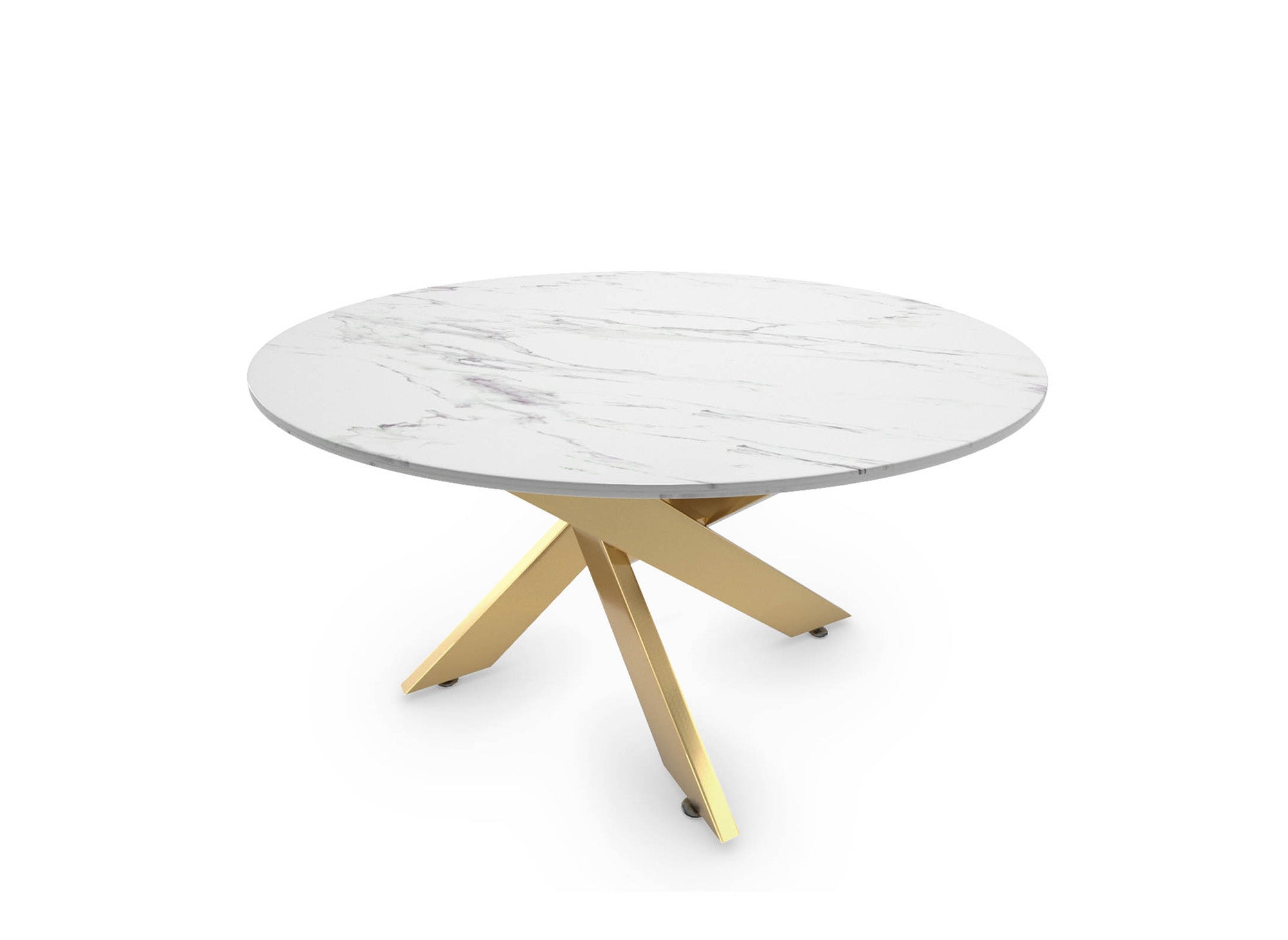 MELISSA runder Designer-Couchtisch mit Marmorglas und goldenen Beinen