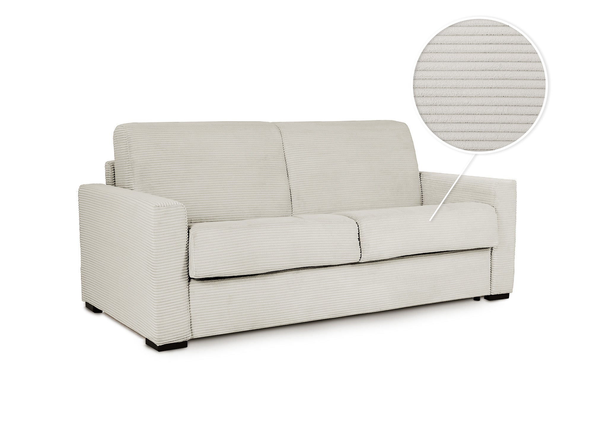 LOUNA 3-Sitzer-Schlafsofa aus beigem Cord mit Expressöffnung