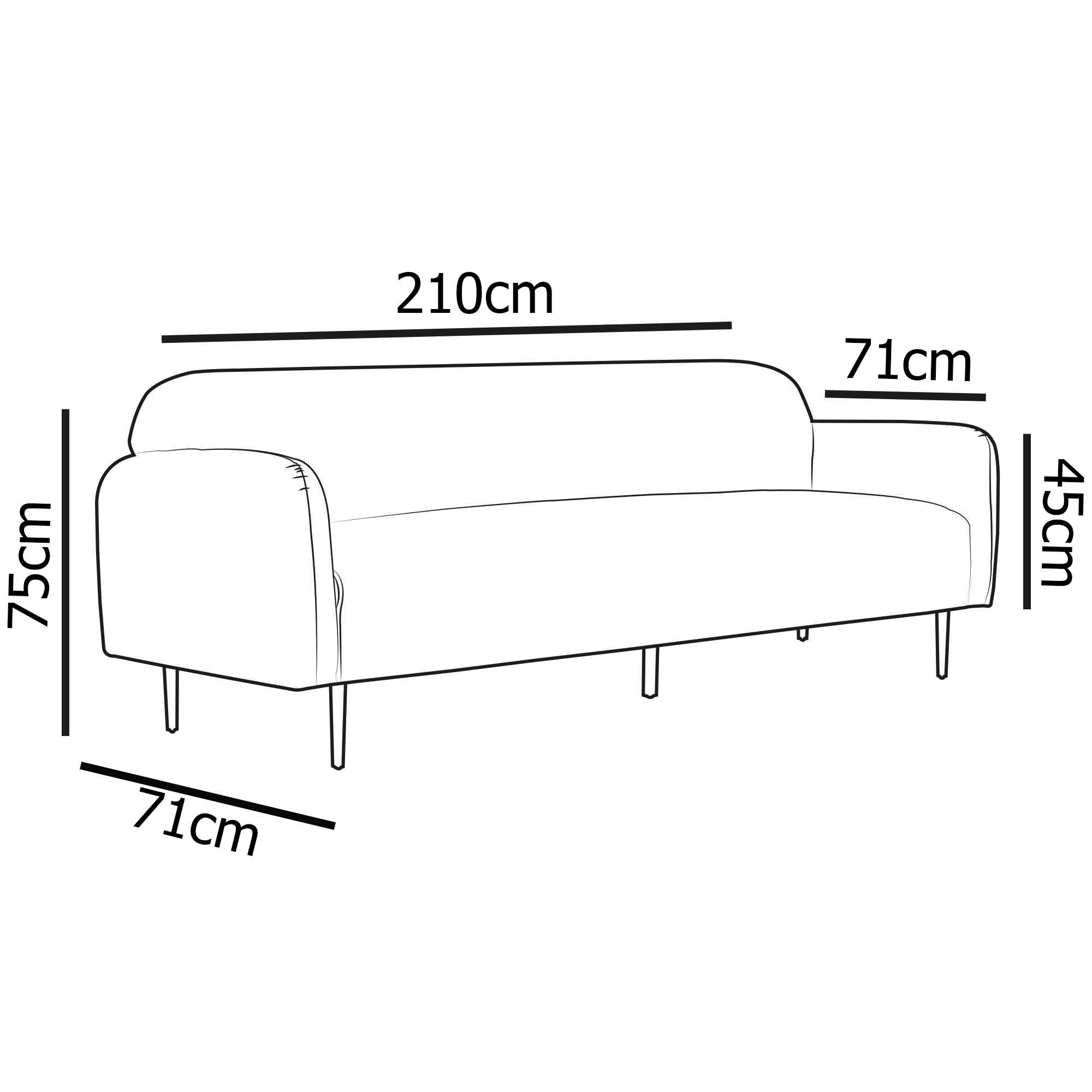 3-Sitzer-Sofa MARILYNE aus khakigrünem Samt
