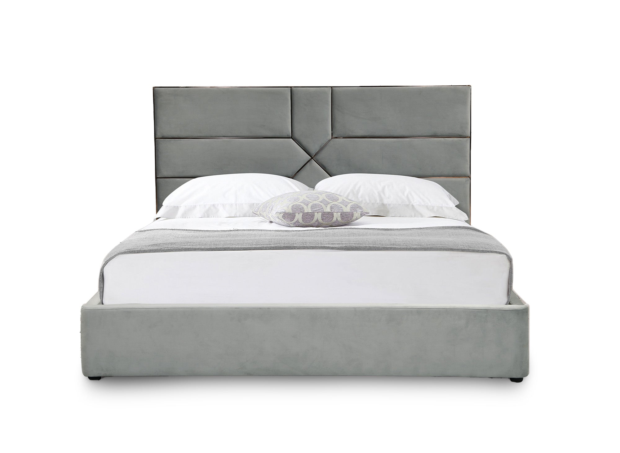 DAVINA Designer-Bett mit Stauraum, 180 x 200 cm, Samt, grau