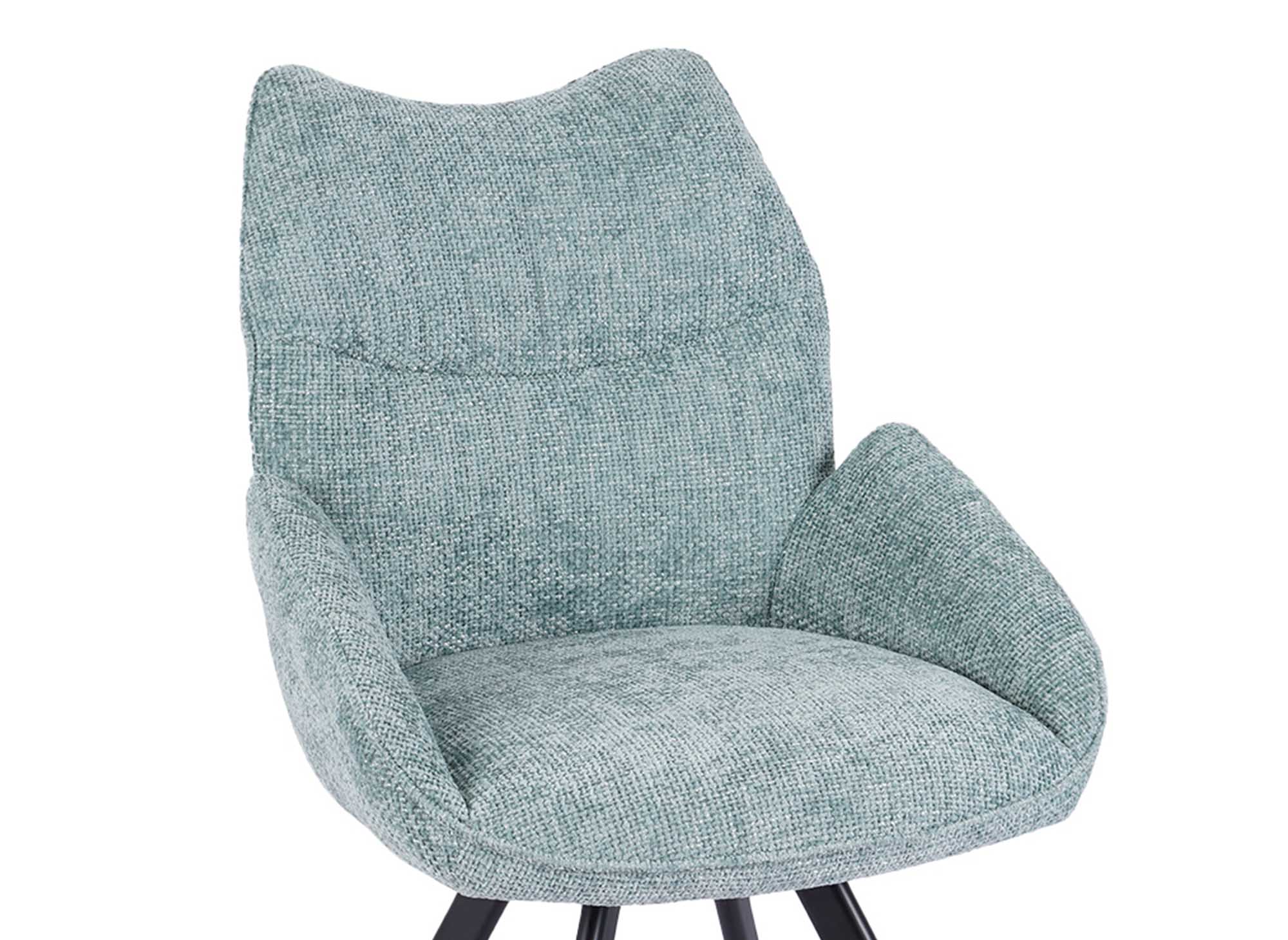 TALIA Drehstuhl mit Armlehnen aus wassergrünem Stoff