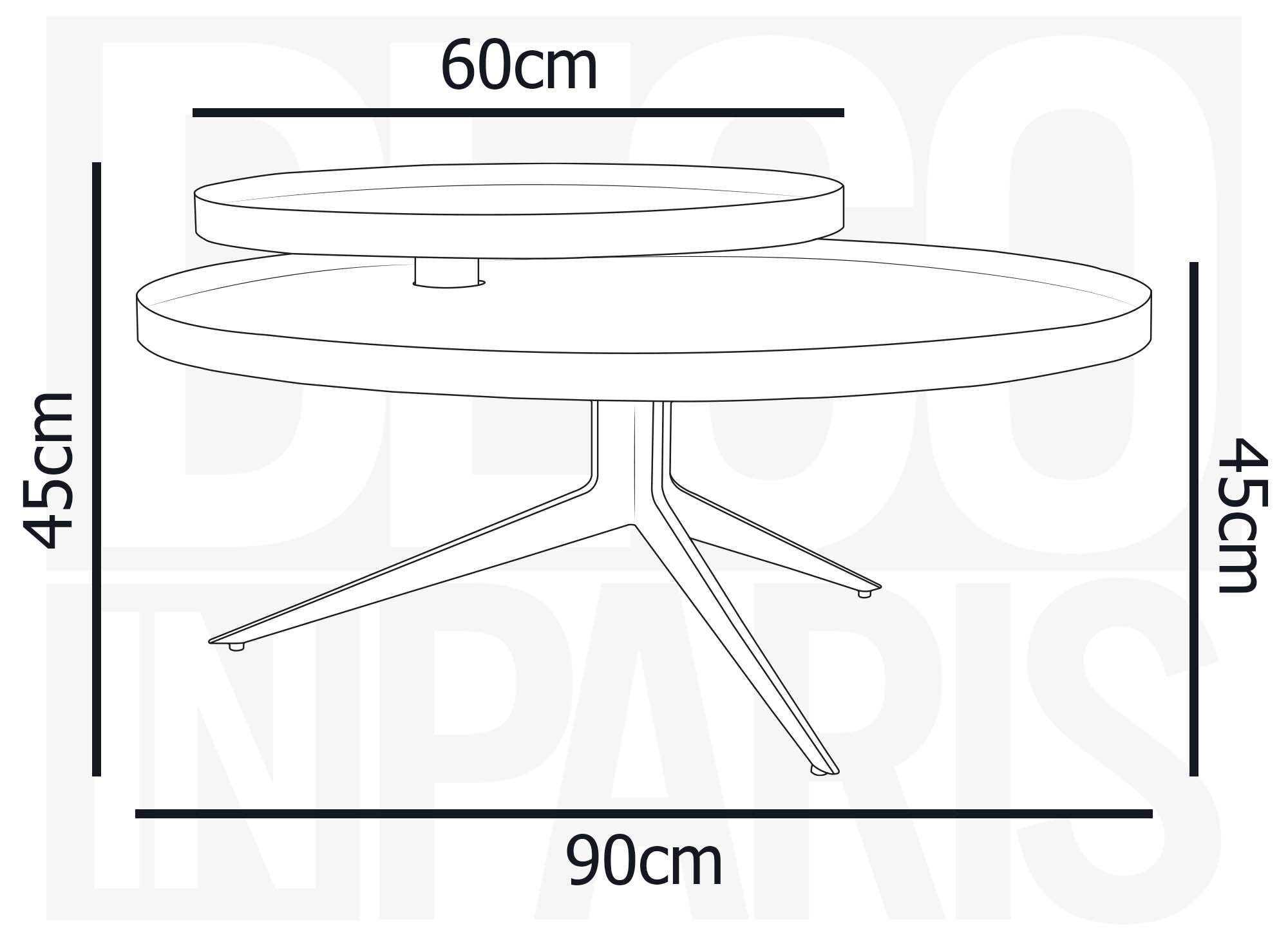 MIRANY runder Couchtisch mit 2 drehbaren Platten aus Keramik und schwarzem Metall