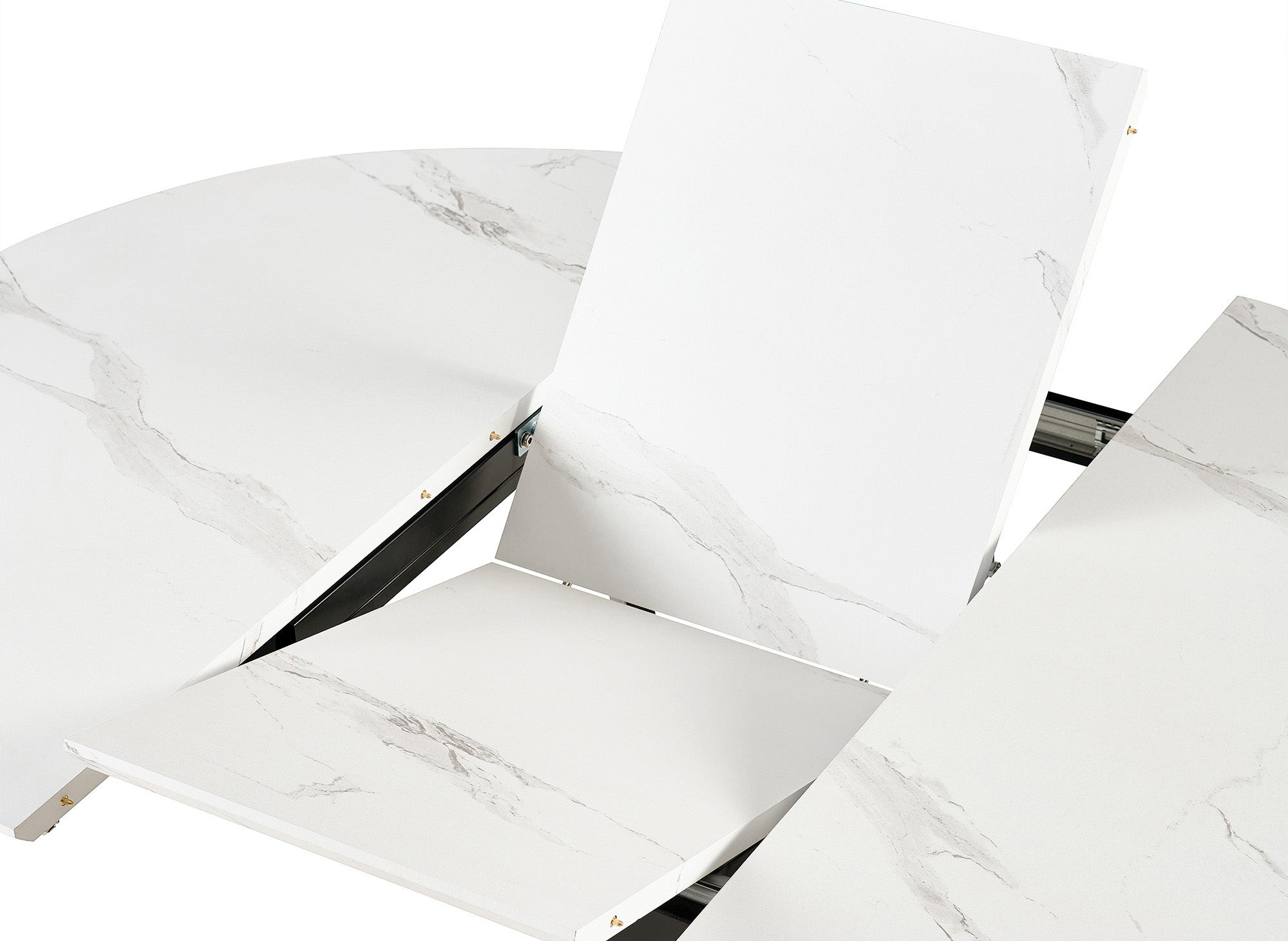 KOBY weißer ausziehbarer runder Esstisch