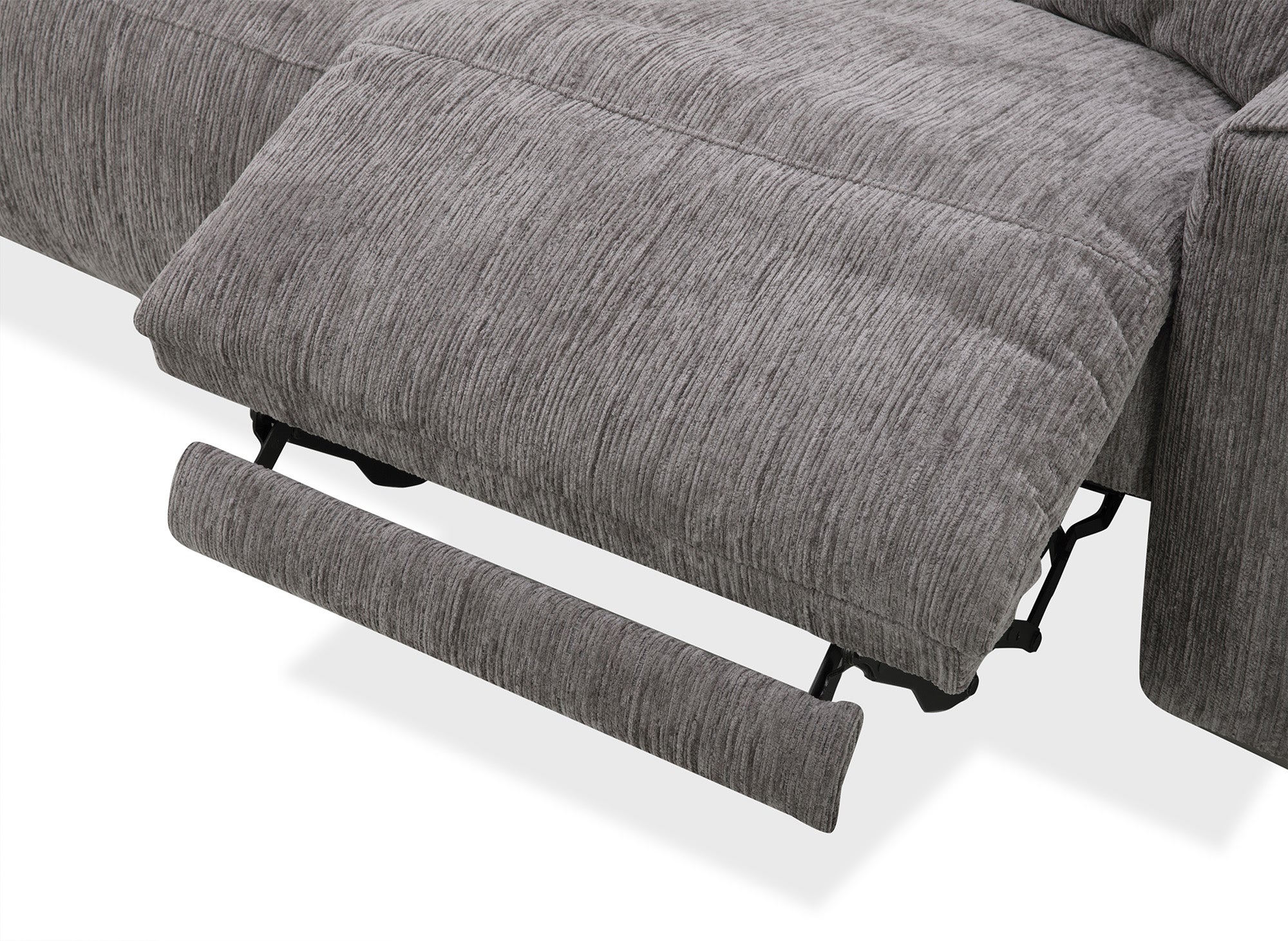 Elektrisches 3-Sitzer-Relaxsofa HELOISE aus dunkelgrau meliertem Samt