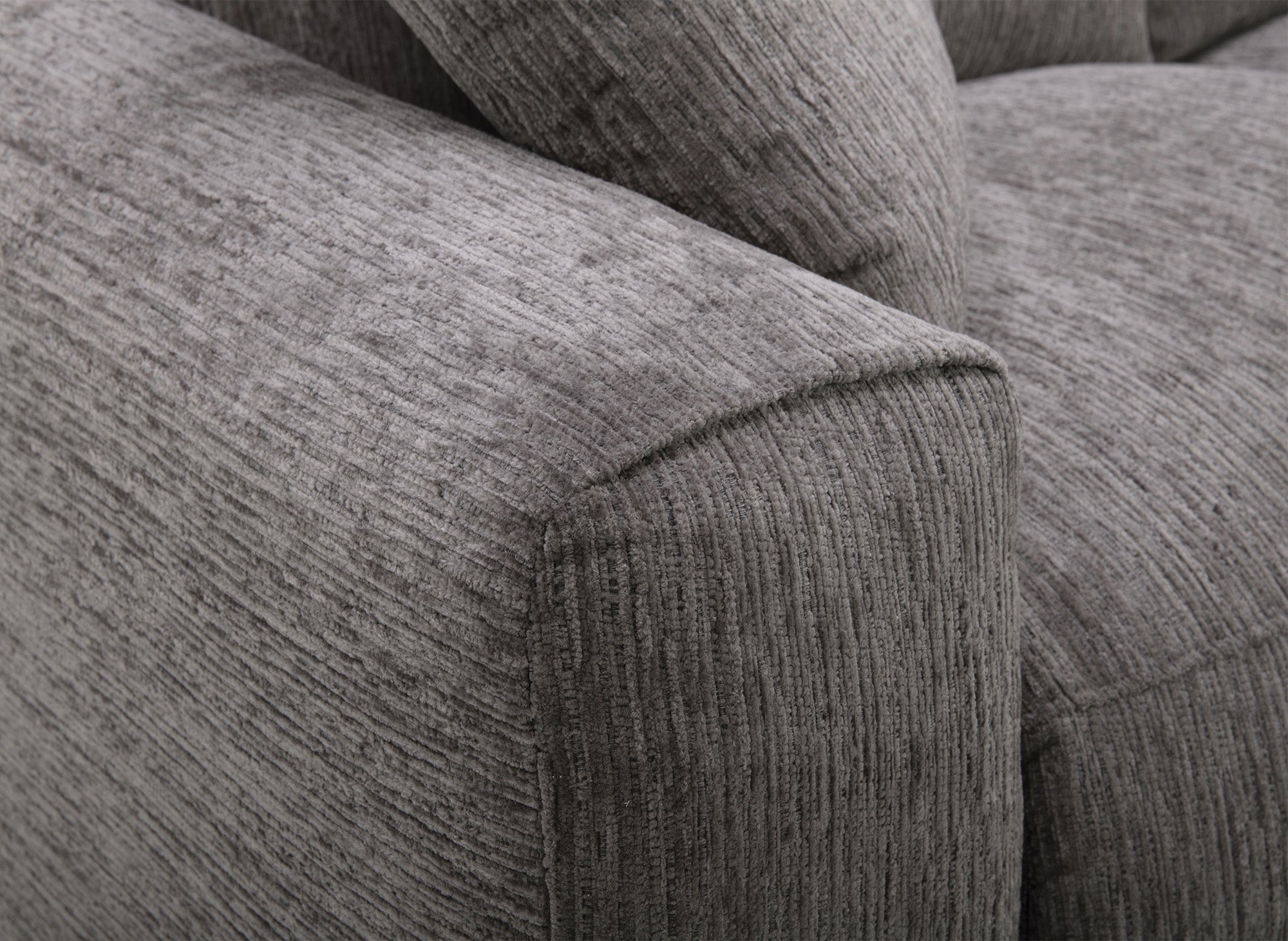 Elektrisches 3-Sitzer-Relaxsofa HELOISE aus dunkelgrau meliertem Samt