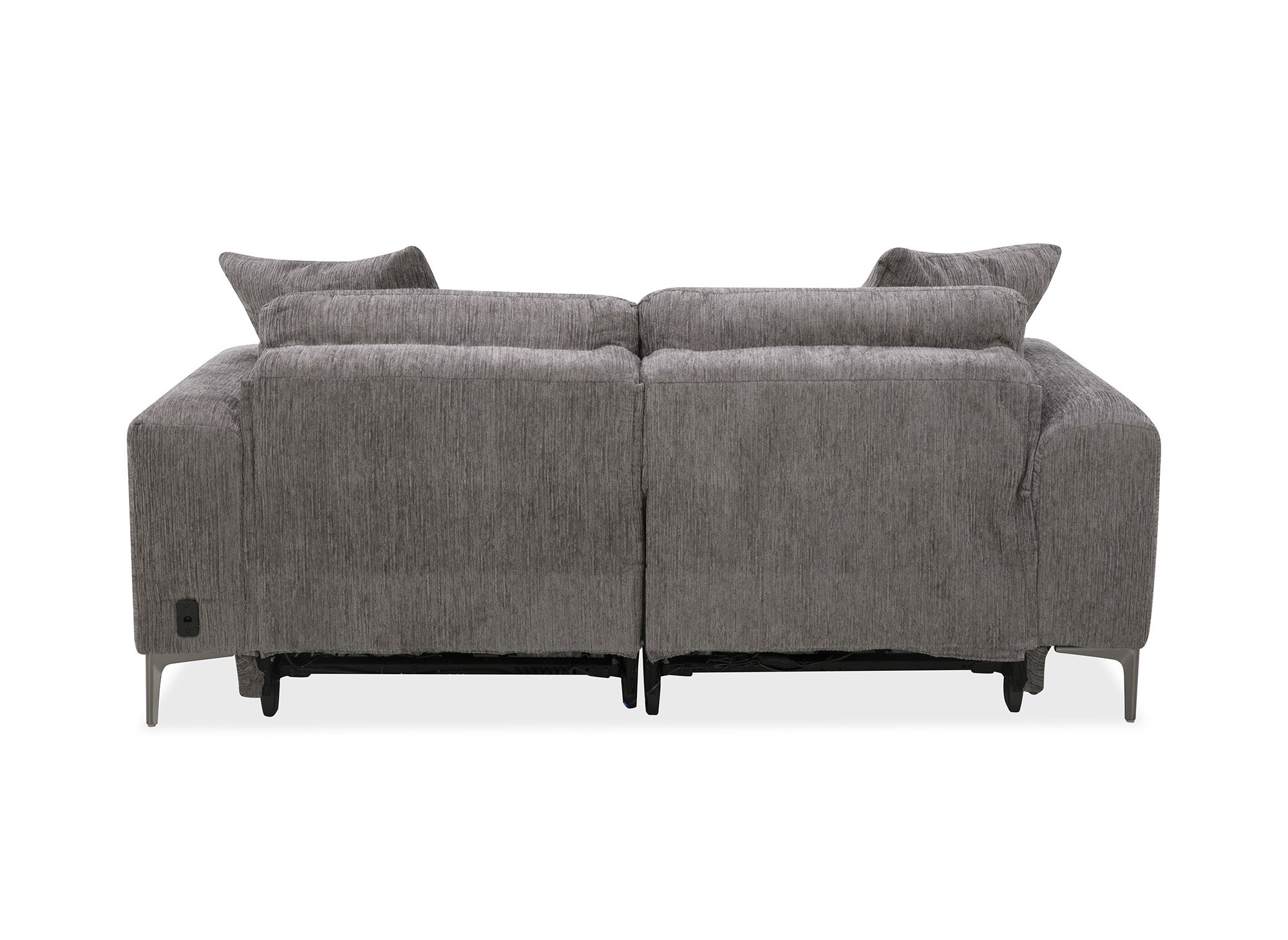 Elektrisches 3-Sitzer-Relaxsofa HELOISE aus dunkelgrau meliertem Samt