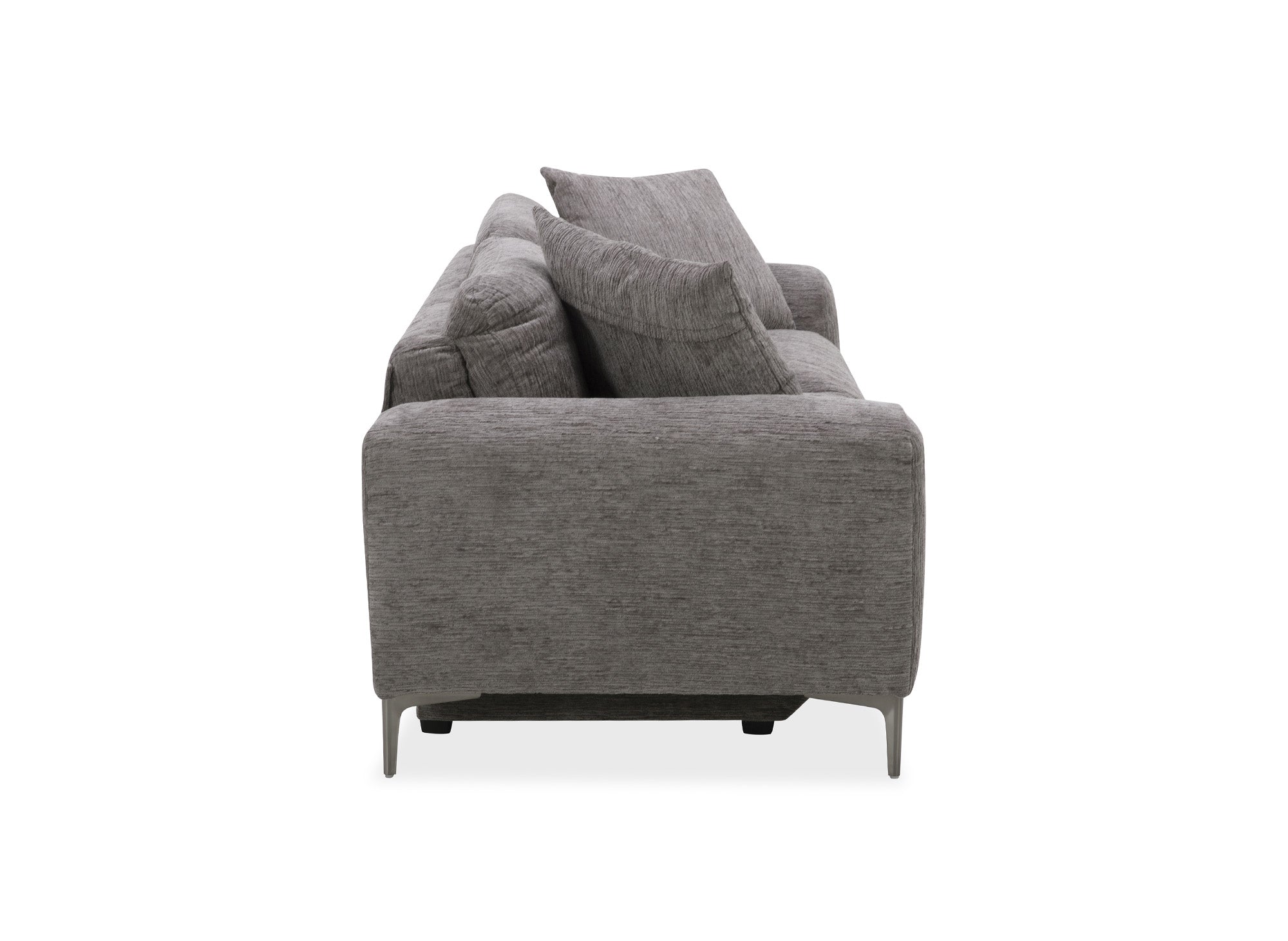 Elektrisches 3-Sitzer-Relaxsofa HELOISE aus dunkelgrau meliertem Samt