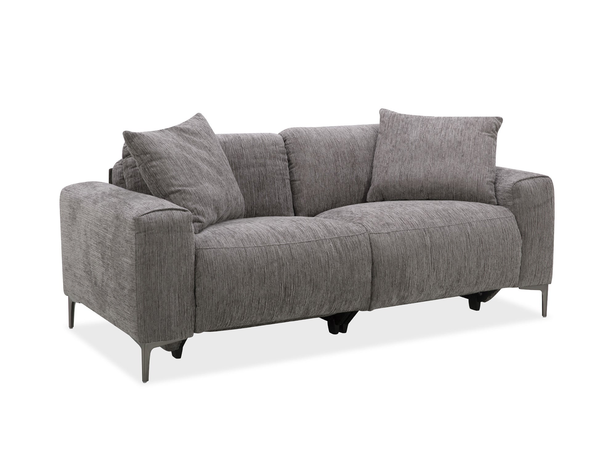 Elektrisches 3-Sitzer-Relaxsofa HELOISE aus dunkelgrau meliertem Samt