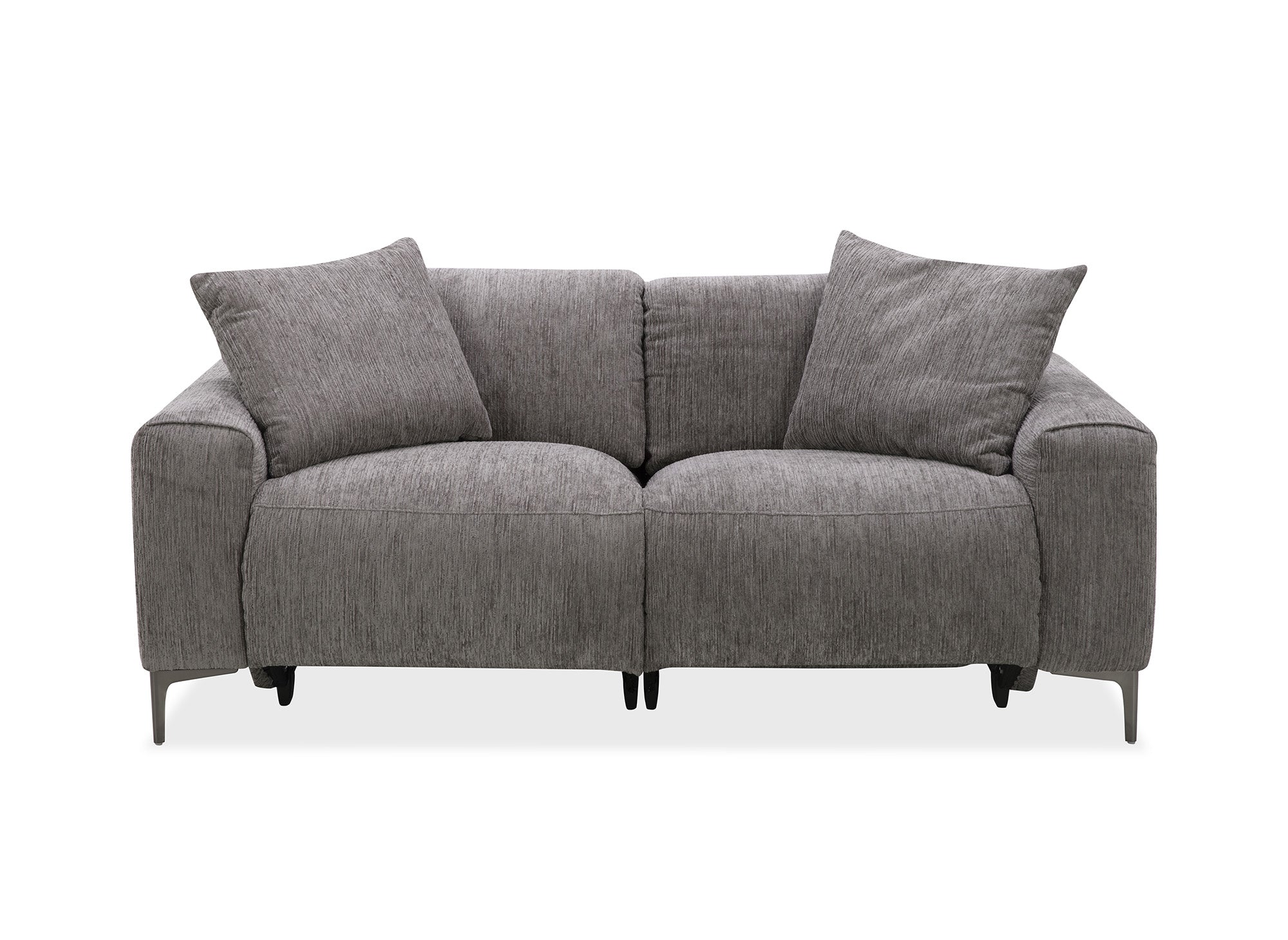 Elektrisches 3-Sitzer-Relaxsofa HELOISE aus dunkelgrau meliertem Samt