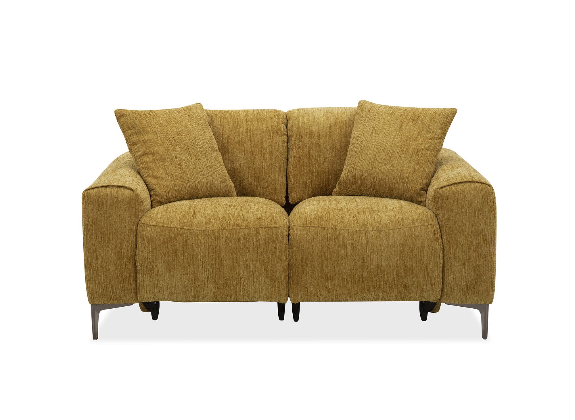 Elektrisches 2-Sitzer-Relaxsofa HELOISE aus senfgelb meliertem Samt