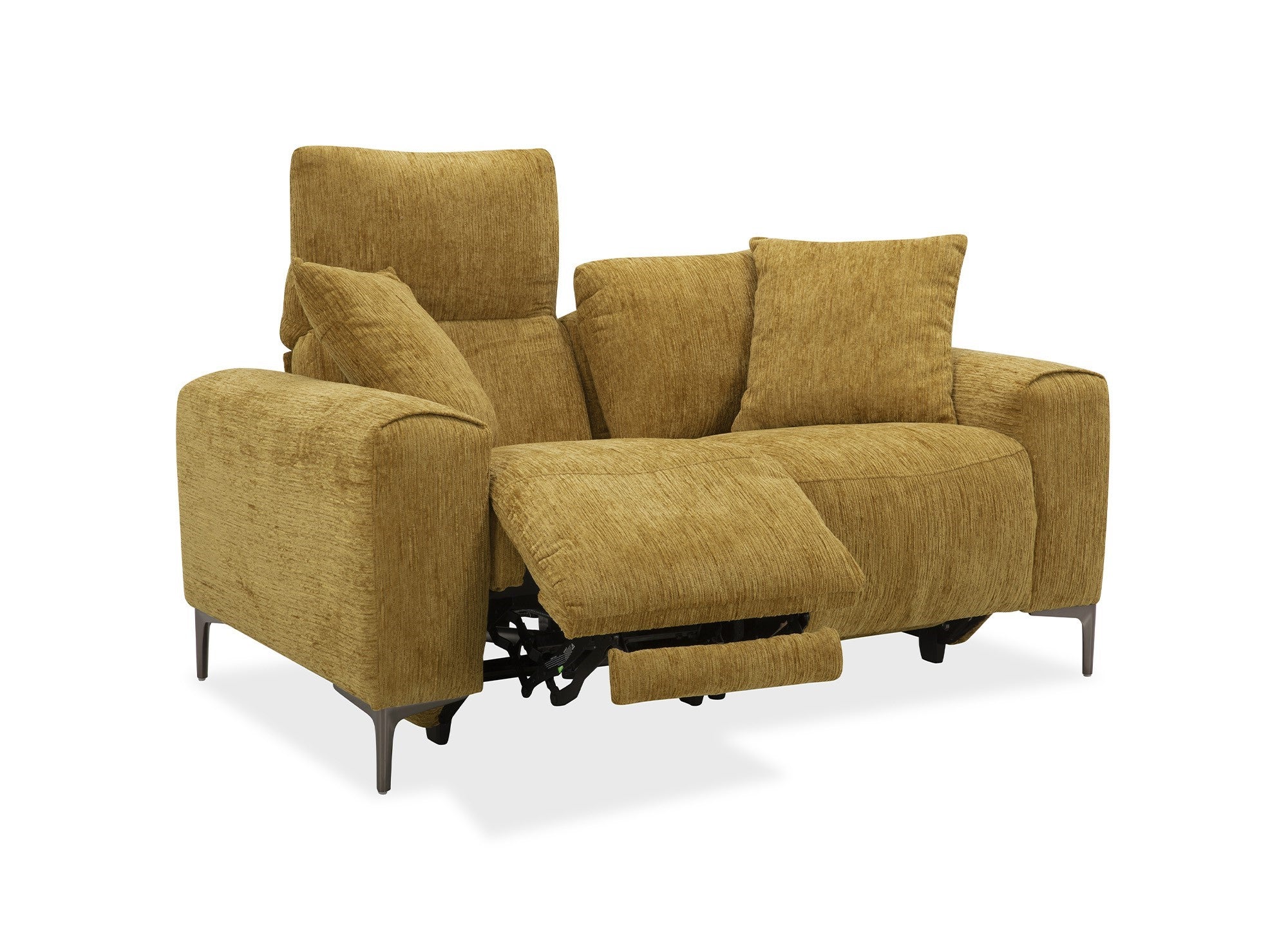 Elektrisches 2-Sitzer-Relaxsofa HELOISE aus senfgelb meliertem Samt