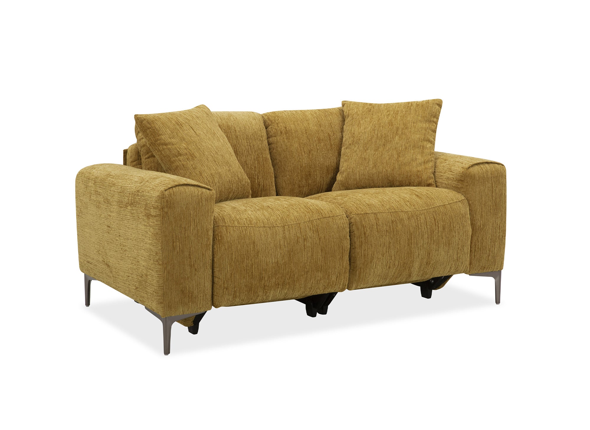 Elektrisches 2-Sitzer-Relaxsofa HELOISE aus senfgelb meliertem Samt