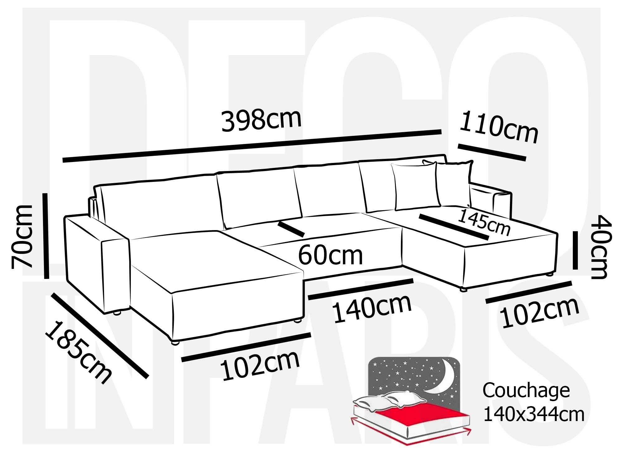JADE Beige Cord Cabrio Panorama Sofa mit Stauraum