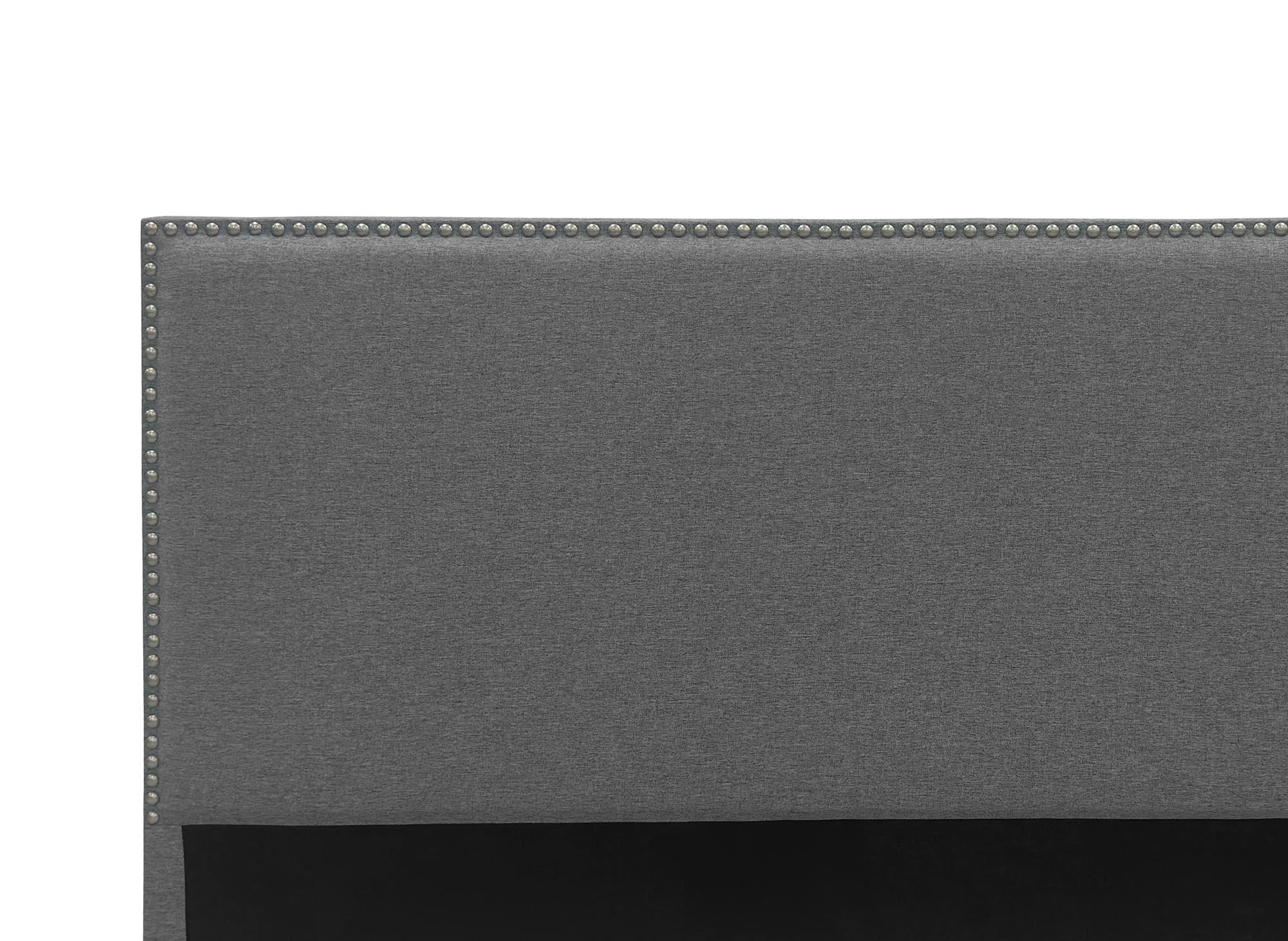 LINDA graues Kopfteil aus Leinenstoff mit Nieten 180 cm