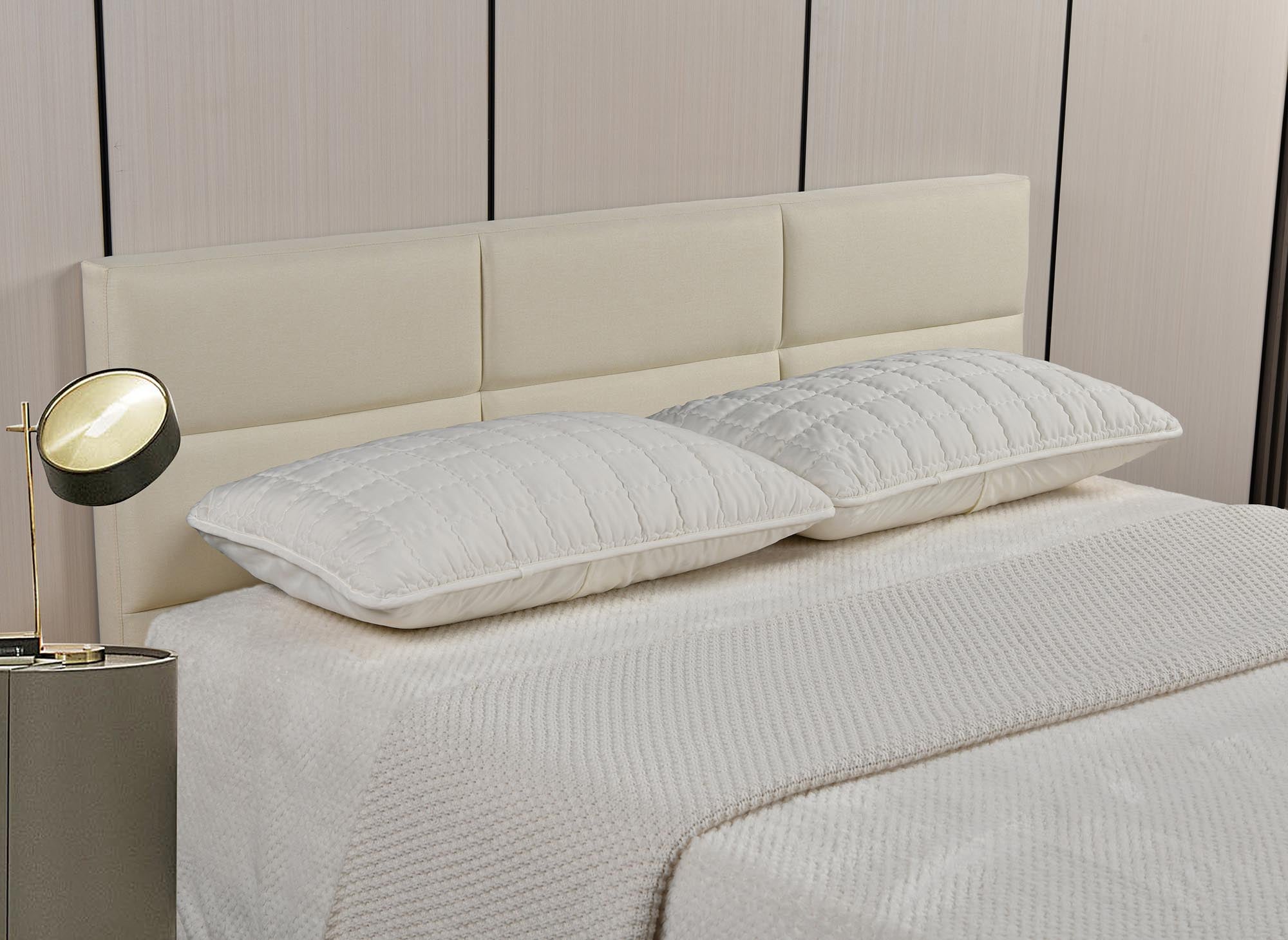 MATTY 180 cm Designer-Kopfteil aus beigefarbenem Stoff