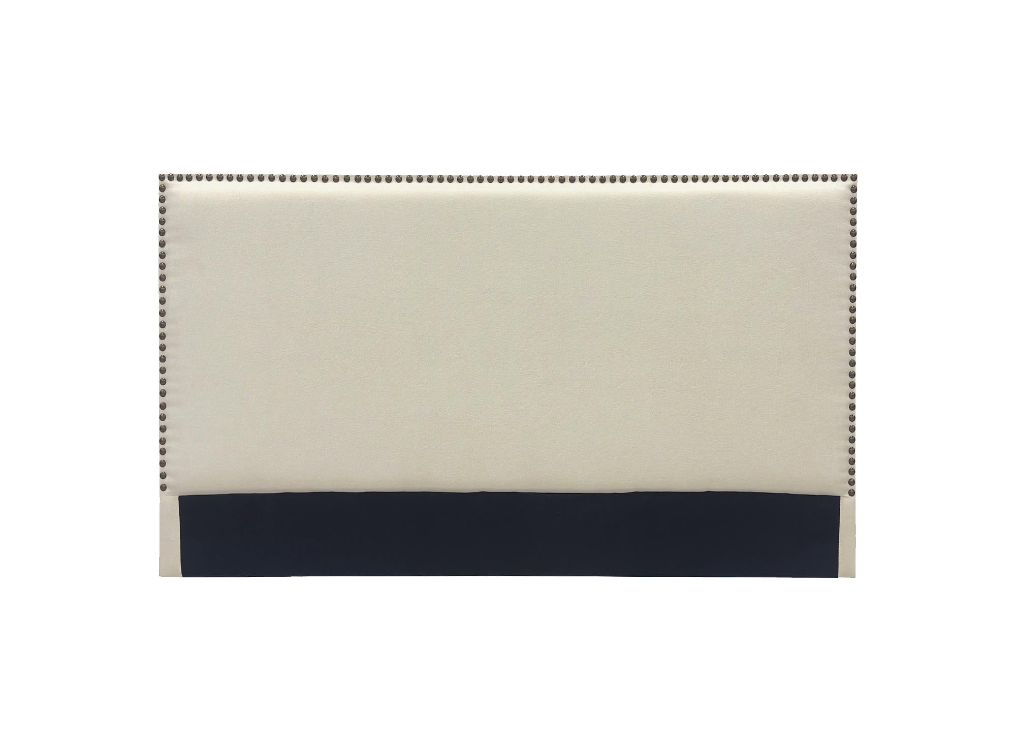 LINDA beiges Kopfteil mit Nieten aus Leinenstoff 140 cm