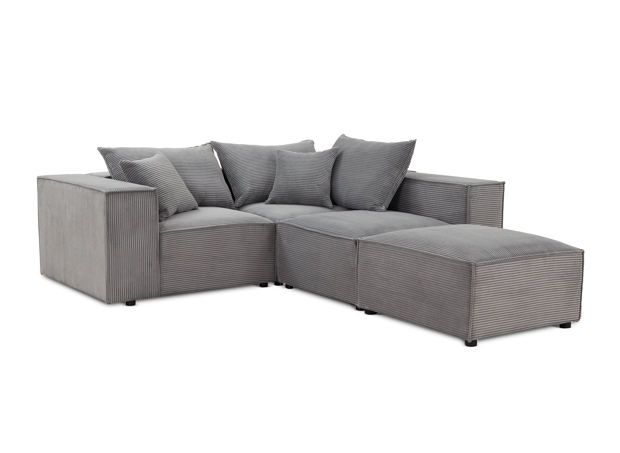 HARLEM Ecksofa aus dickem grauem Cord