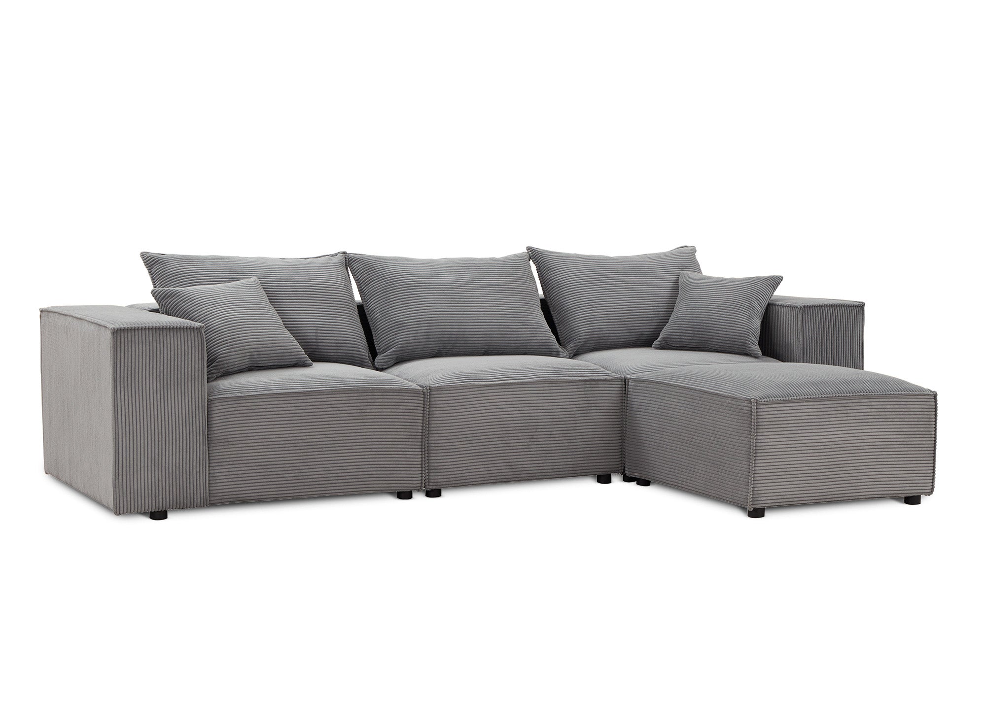 HARLEM Ecksofa aus dickem grauem Cord