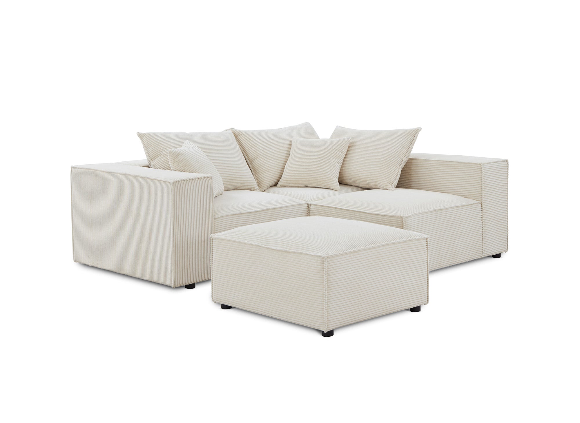 Modulares Ecksofa HARLEM aus dickem, beigem Cord