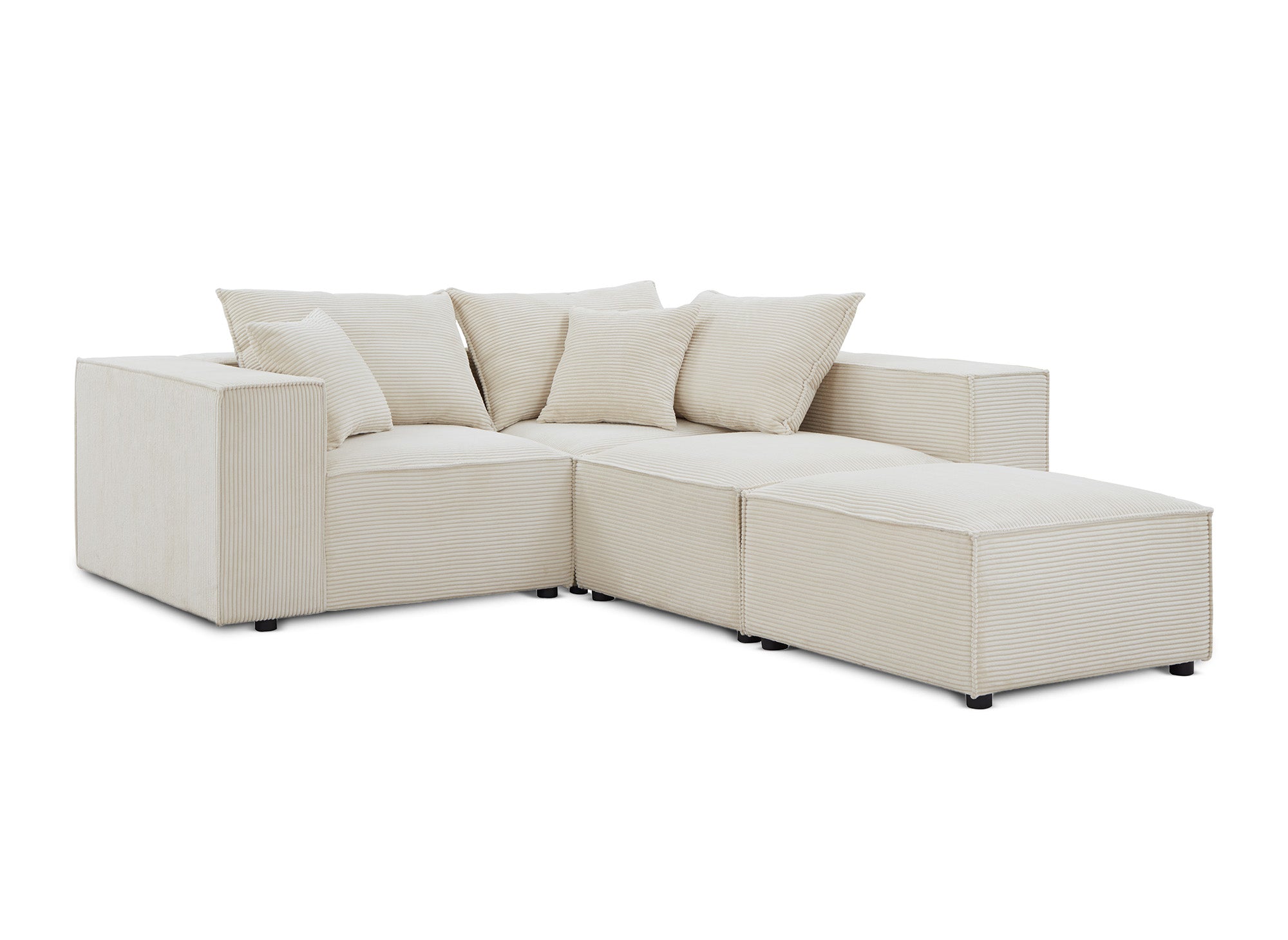 Modulares Ecksofa HARLEM aus dickem, beigem Cord