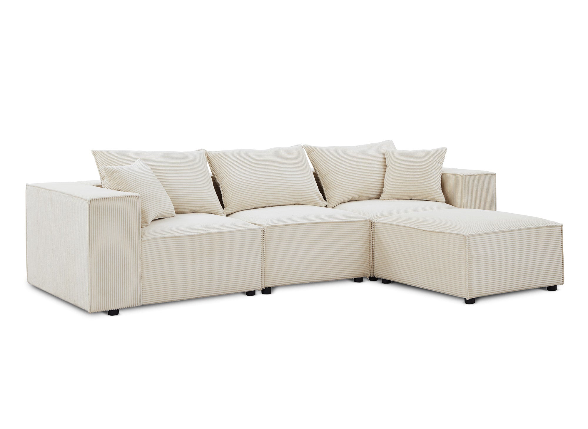 Modulares Ecksofa HARLEM aus dickem, beigem Cord