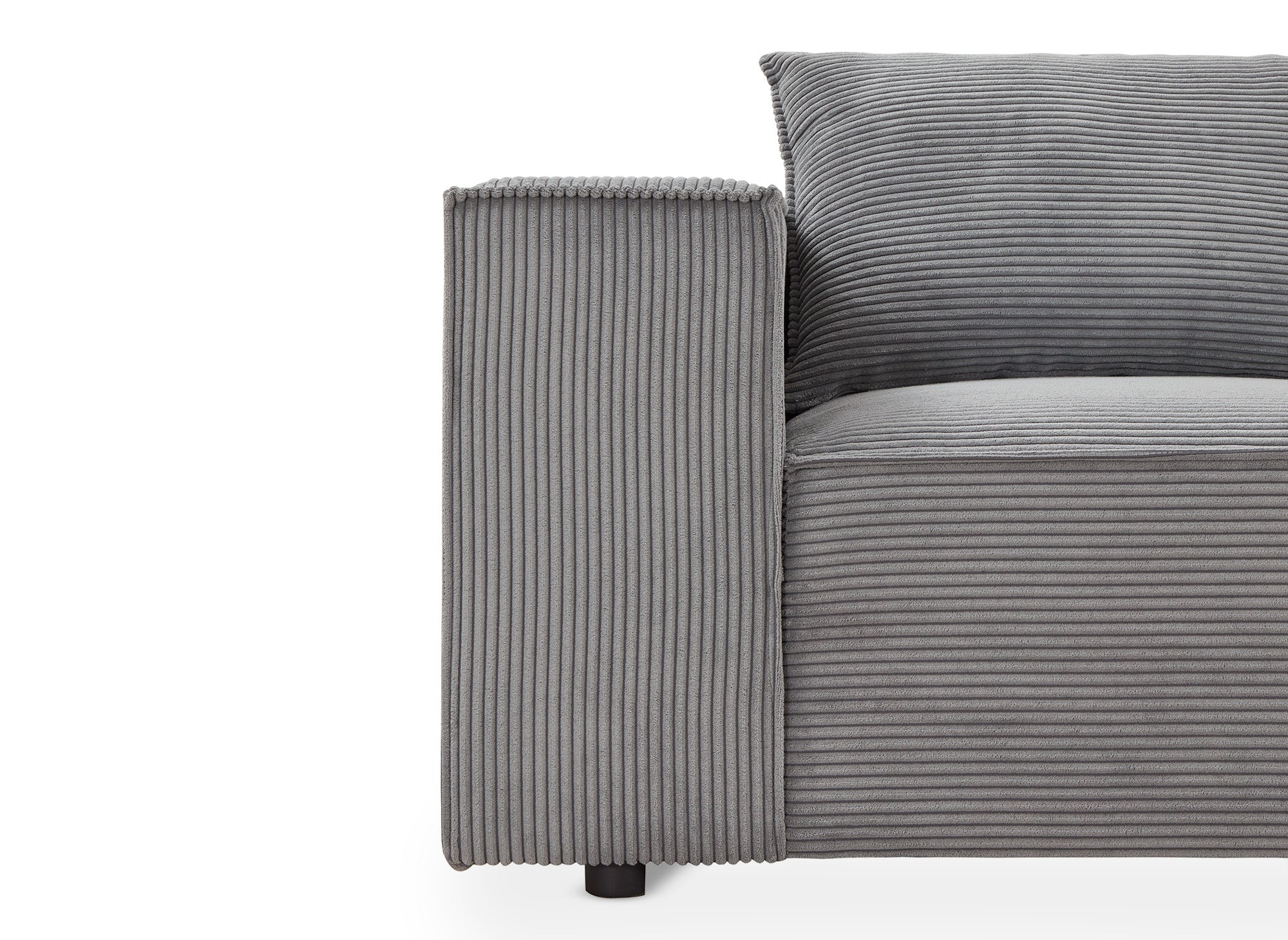 HARLEM XL modulares Ecksofa mit 1 Pouf aus dickem grauem Cord