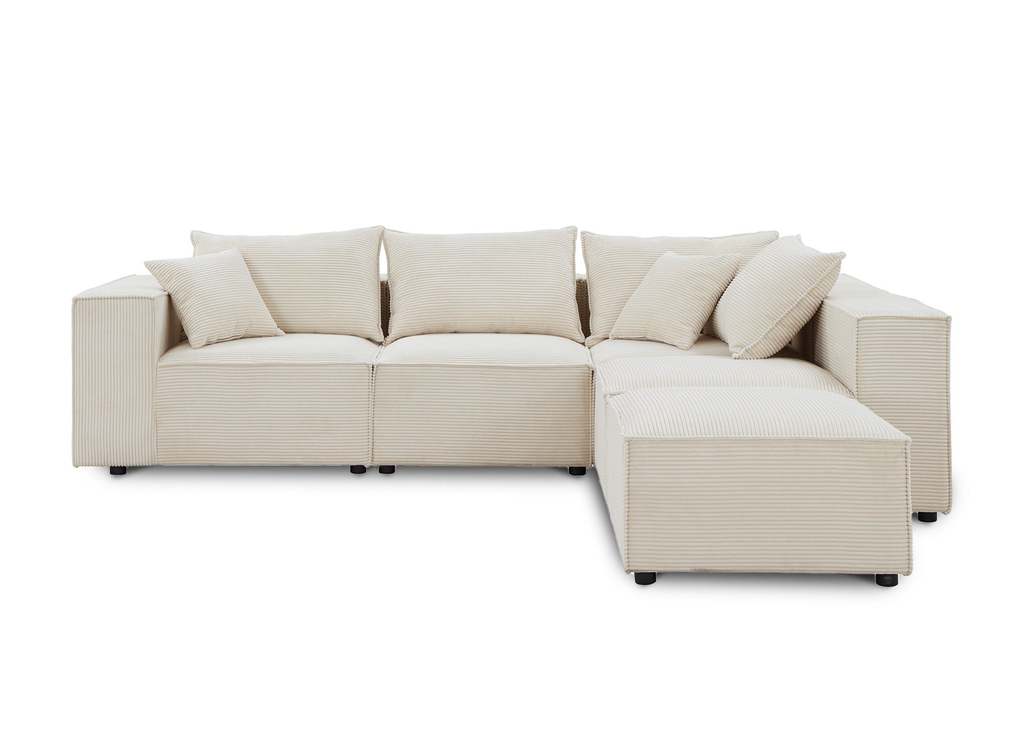 HARLEM XL modulares Ecksofa mit 1 Hocker aus dickem beigem Cord