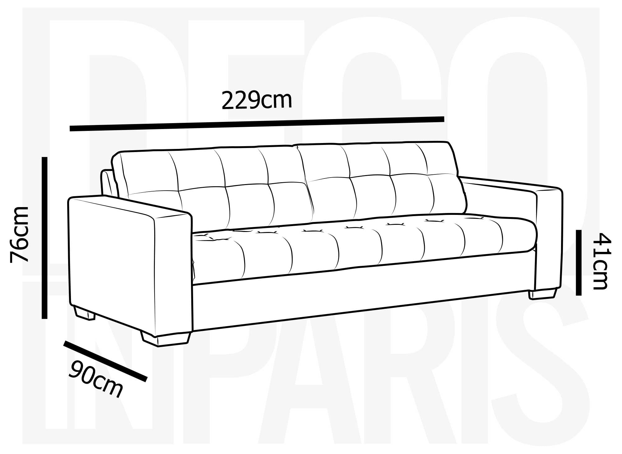 COSMO 3-Sitzer-Sofa aus grauem Samt