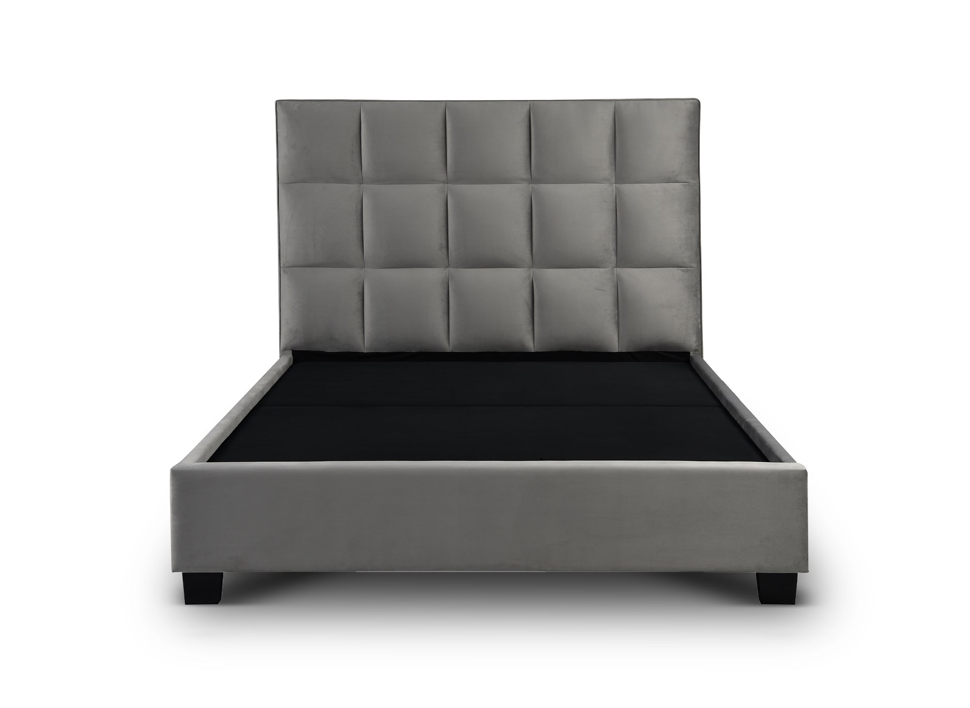 CAROLINE Designer-Bett mit Stauraum, Samt, grau, 160 x 200 cm