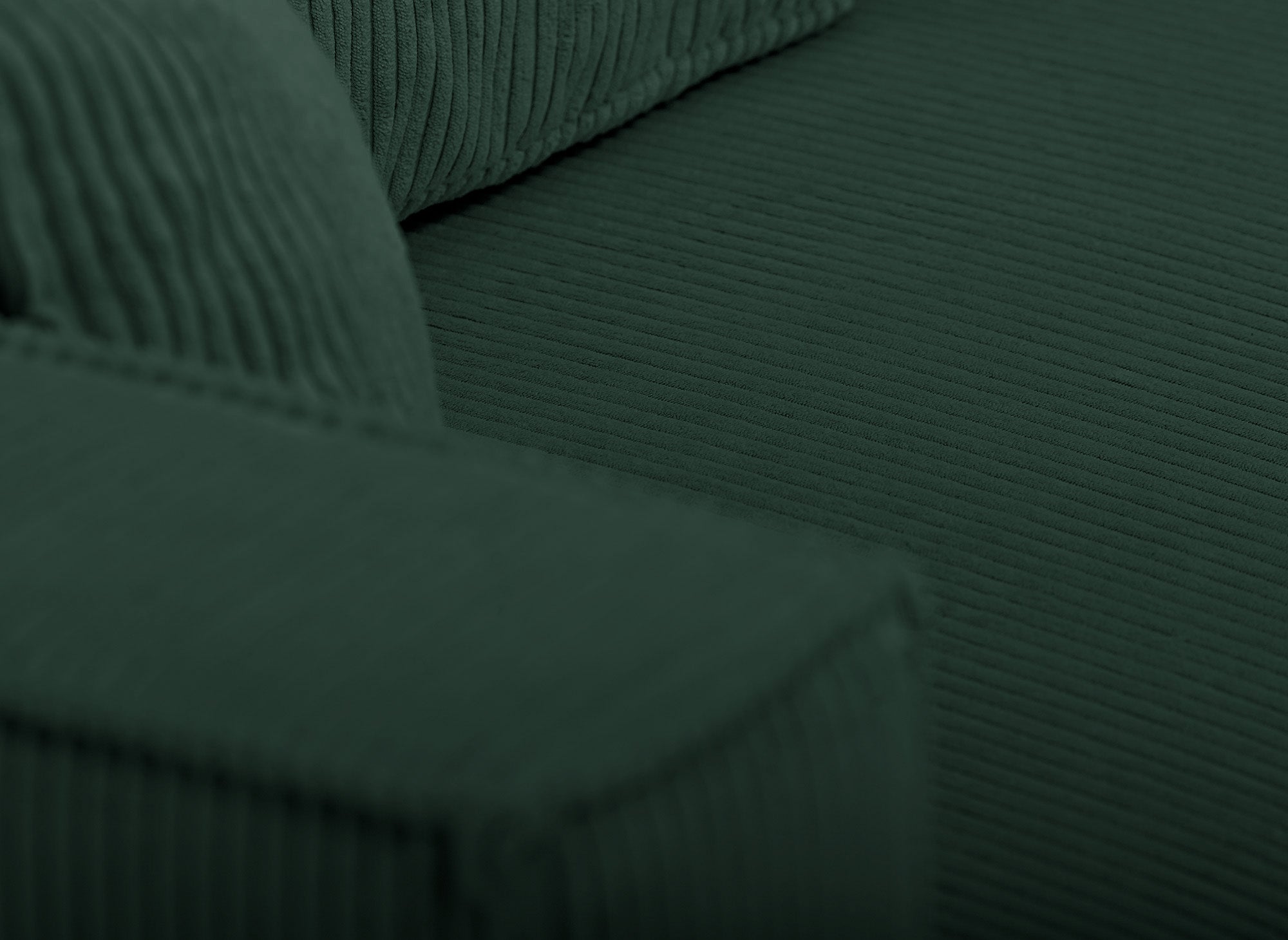 SYNA Ecksofa aus grünem Cord mit Stauraum, umwandelbar