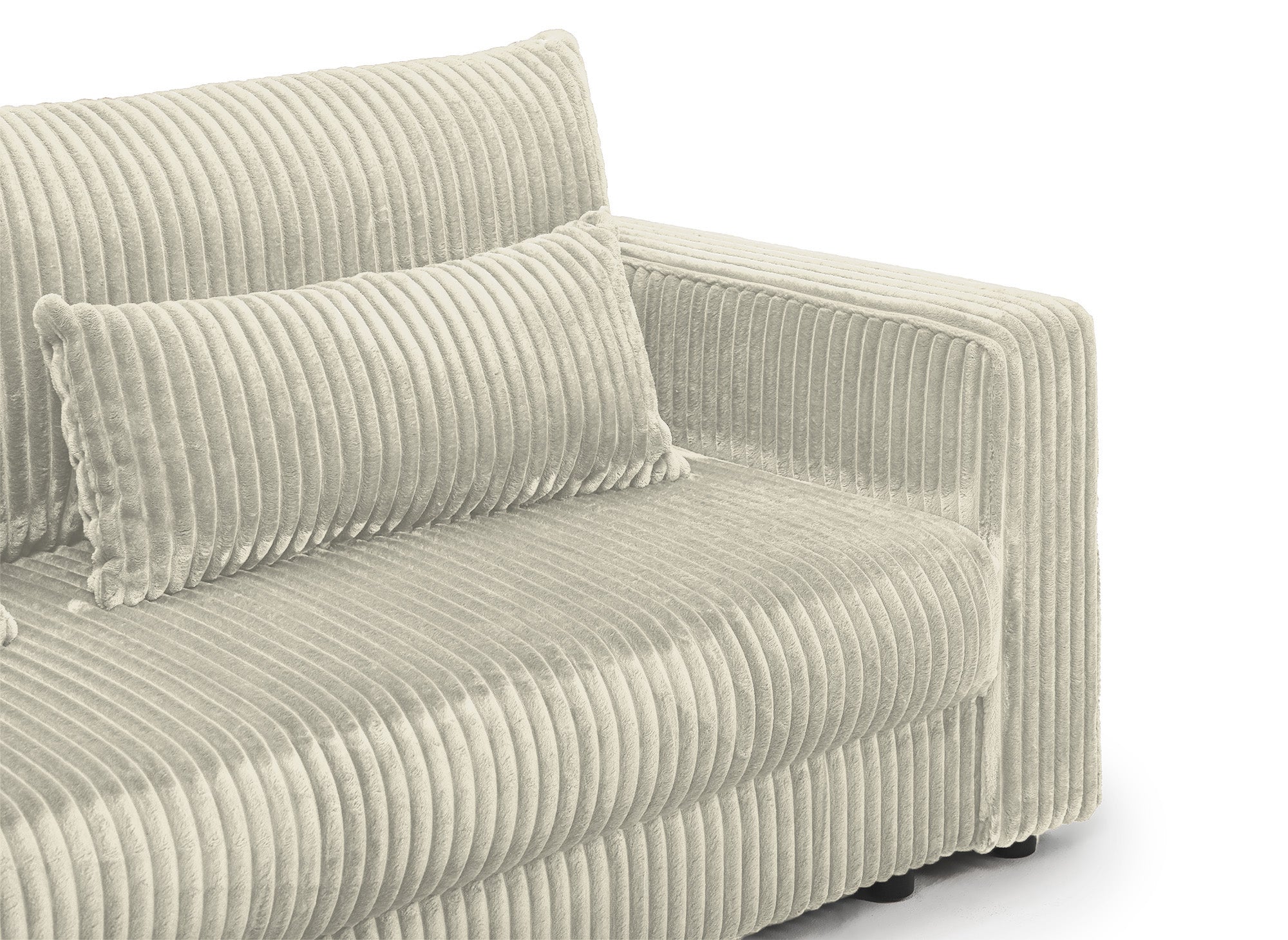 ZURIA 3-Sitzer-Schlafsofa mit Stauraum aus dickem, beigem Cord