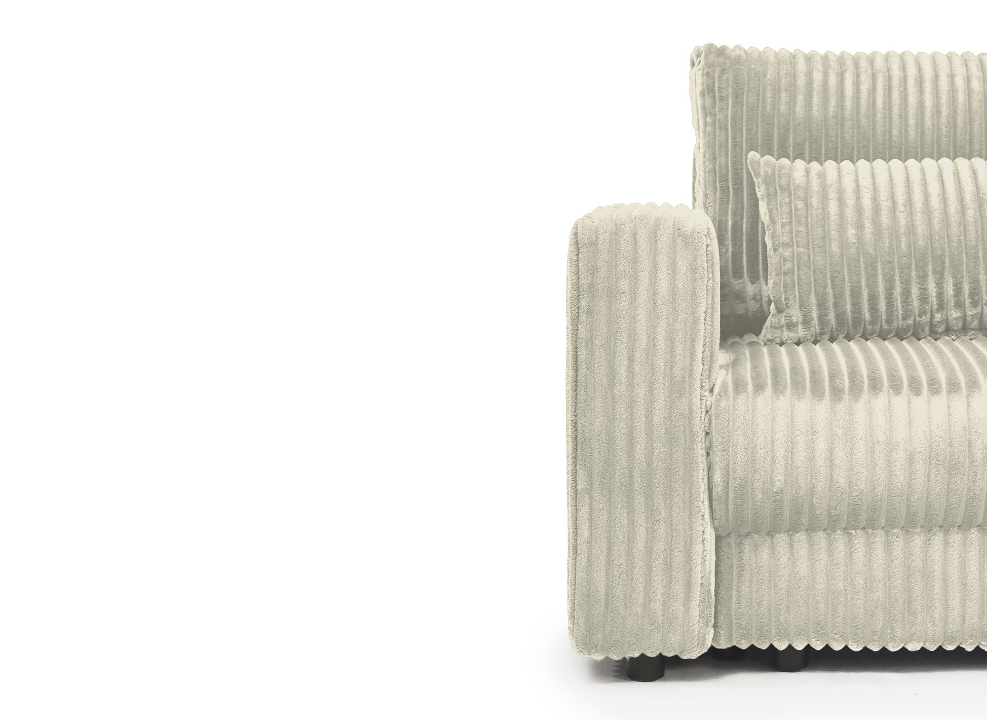 ZURIA 3-Sitzer-Schlafsofa mit Stauraum aus dickem, beigem Cord