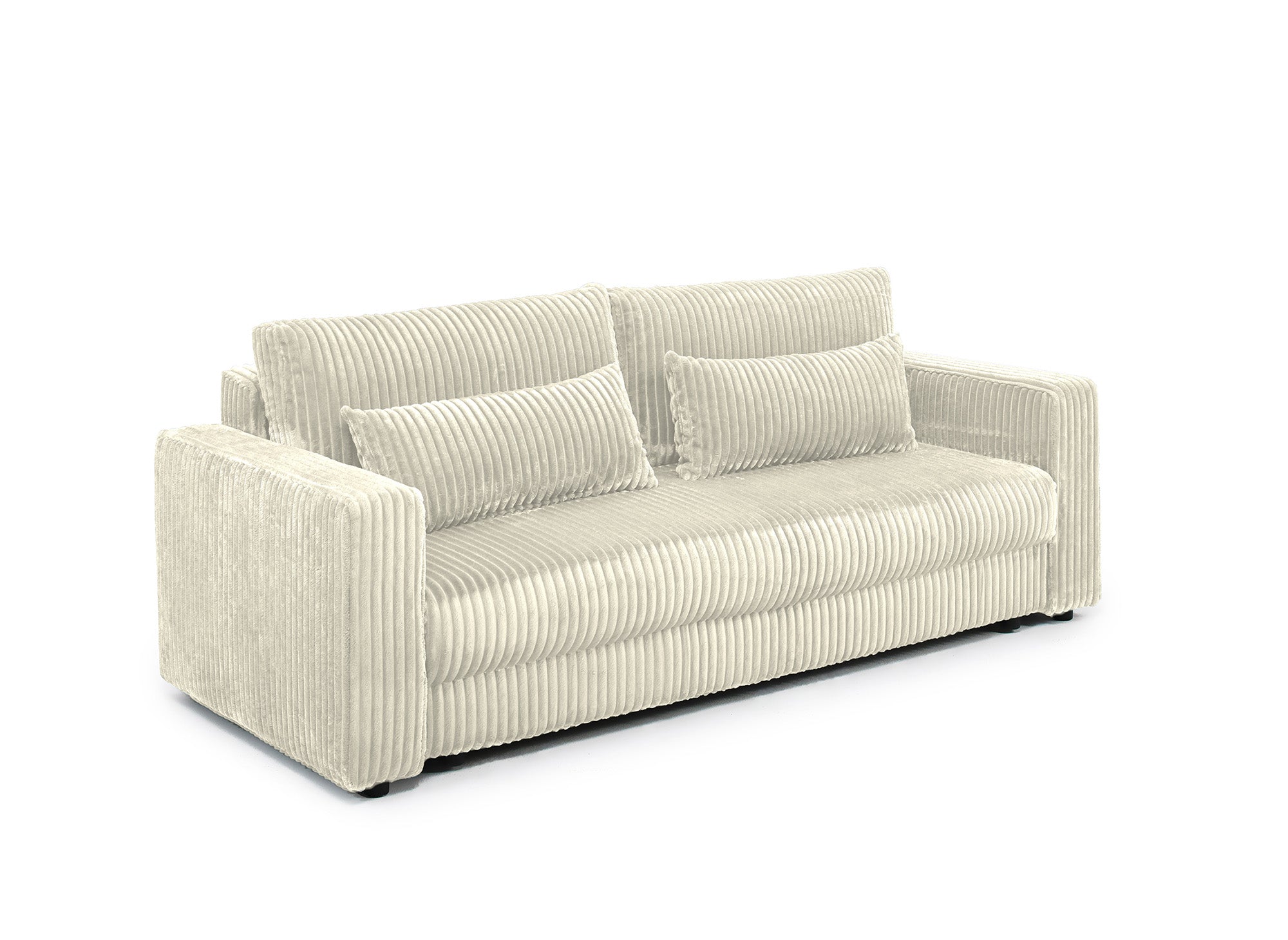 ZURIA 3-Sitzer-Schlafsofa mit Stauraum aus dickem, beigem Cord