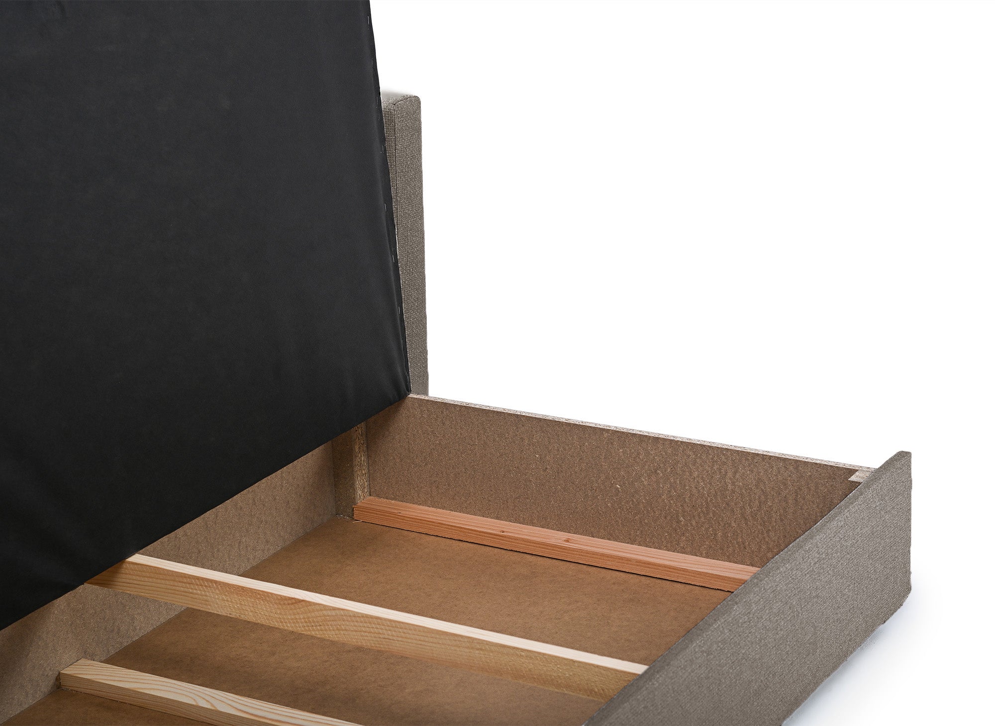 YERAZ 2-Sitzer-Schlafsofa mit Aufbewahrungsbox aus taupefarbenem Stoff