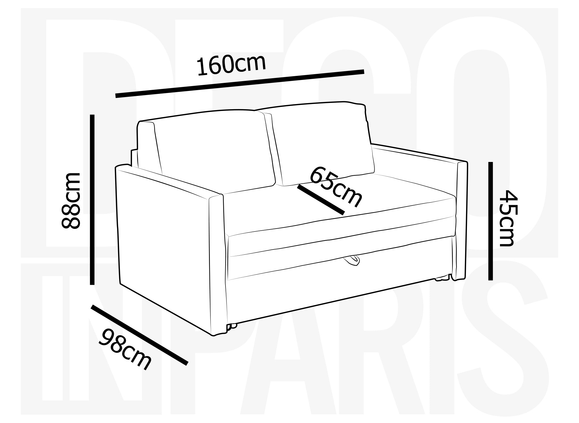 2-Sitzer-Schlafsofa mit Aufbewahrungsbox aus beigem Stoff YERAZ