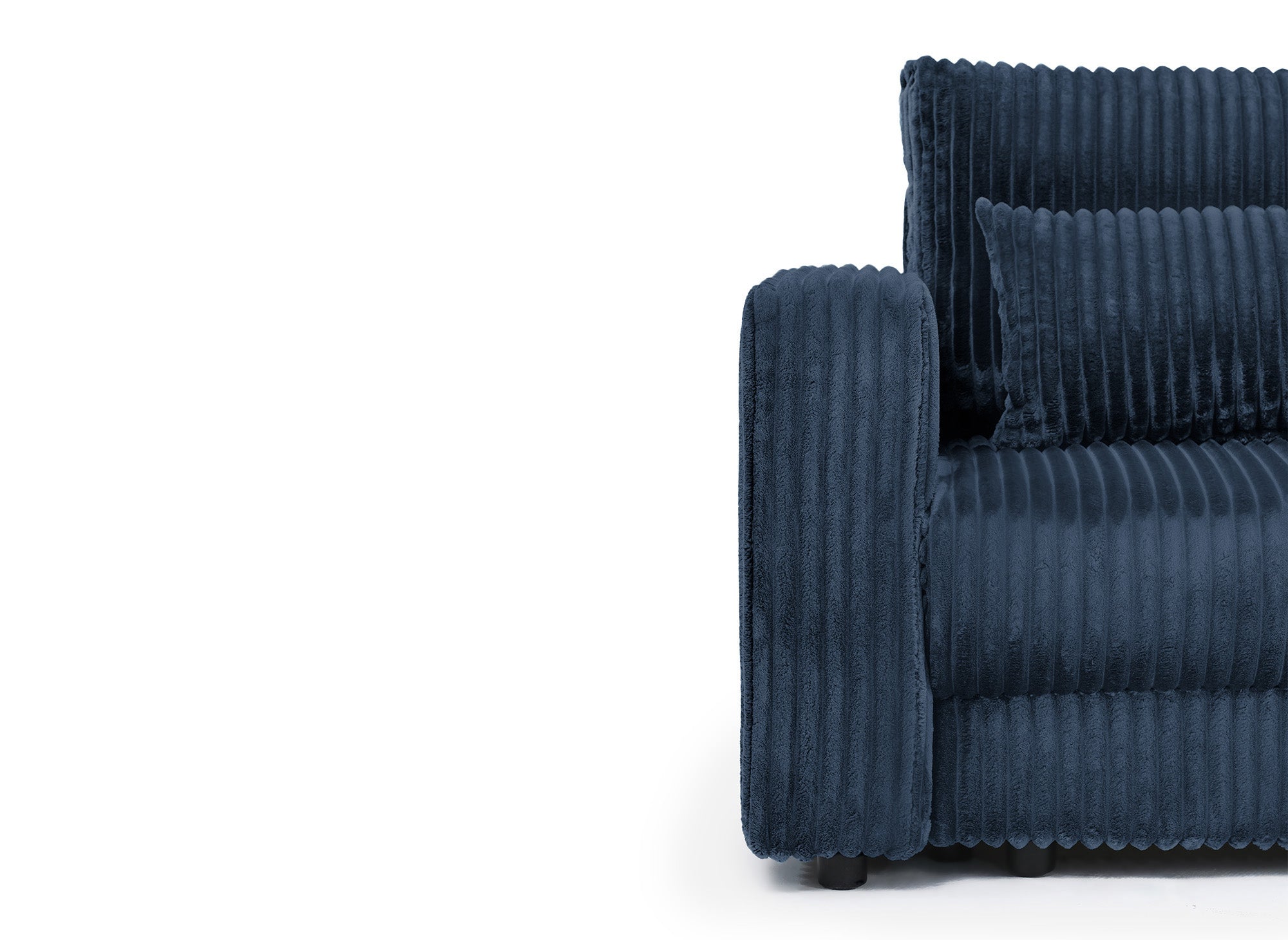 ZURIA 3-Sitzer-Schlafsofa mit Stauraum aus dickem blauem Cord